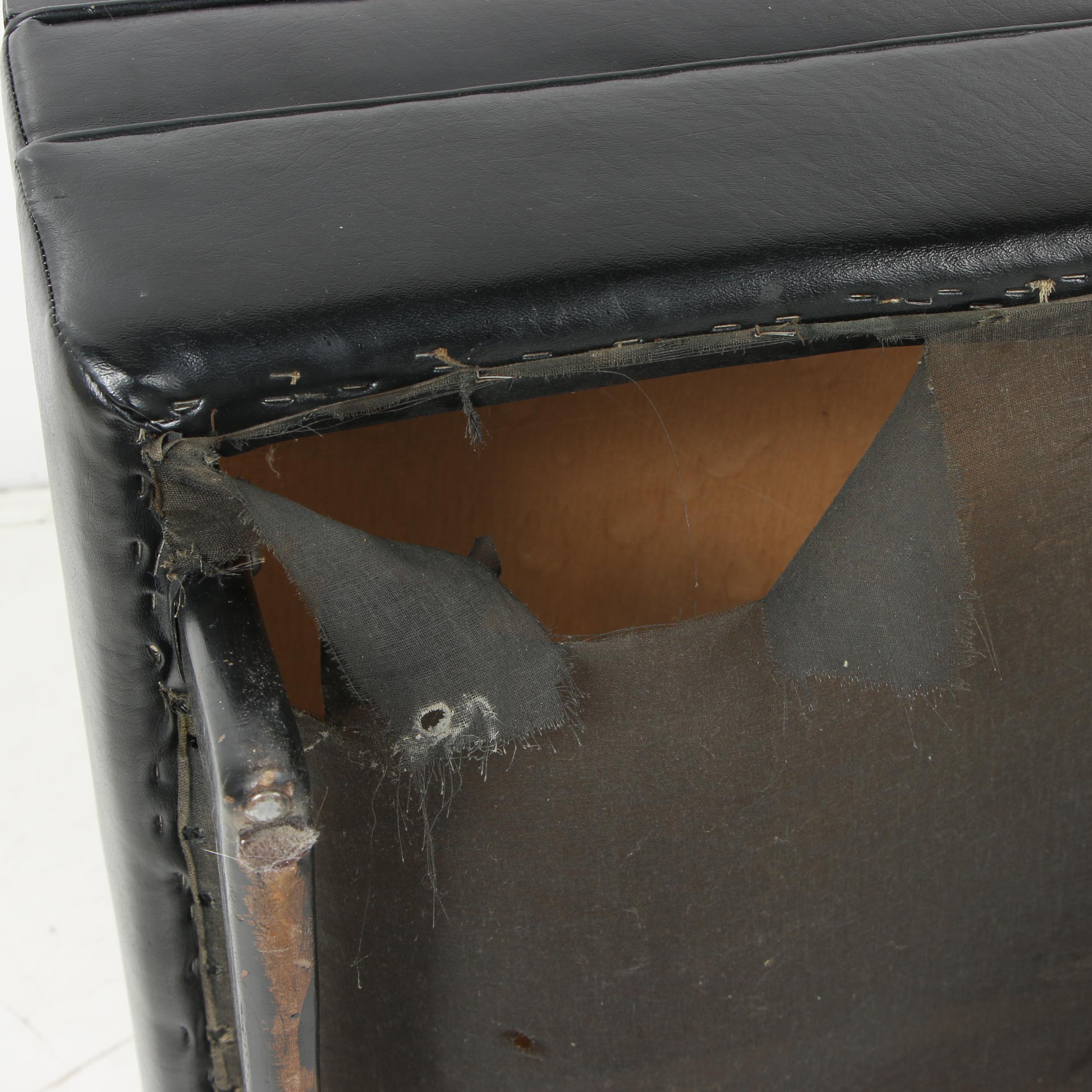Black Faux Leather Ottoman