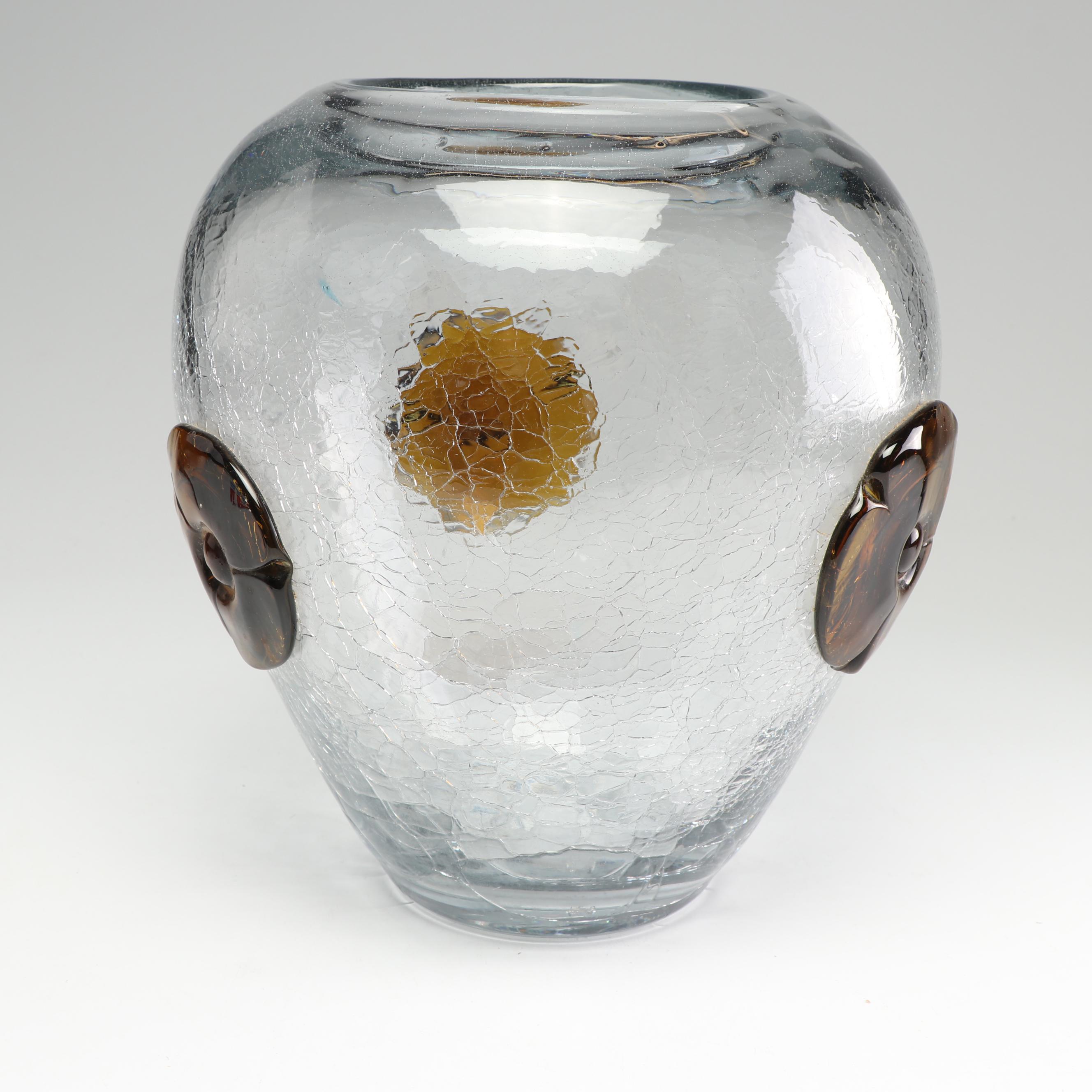 Contemporary Crackle Glass Vase