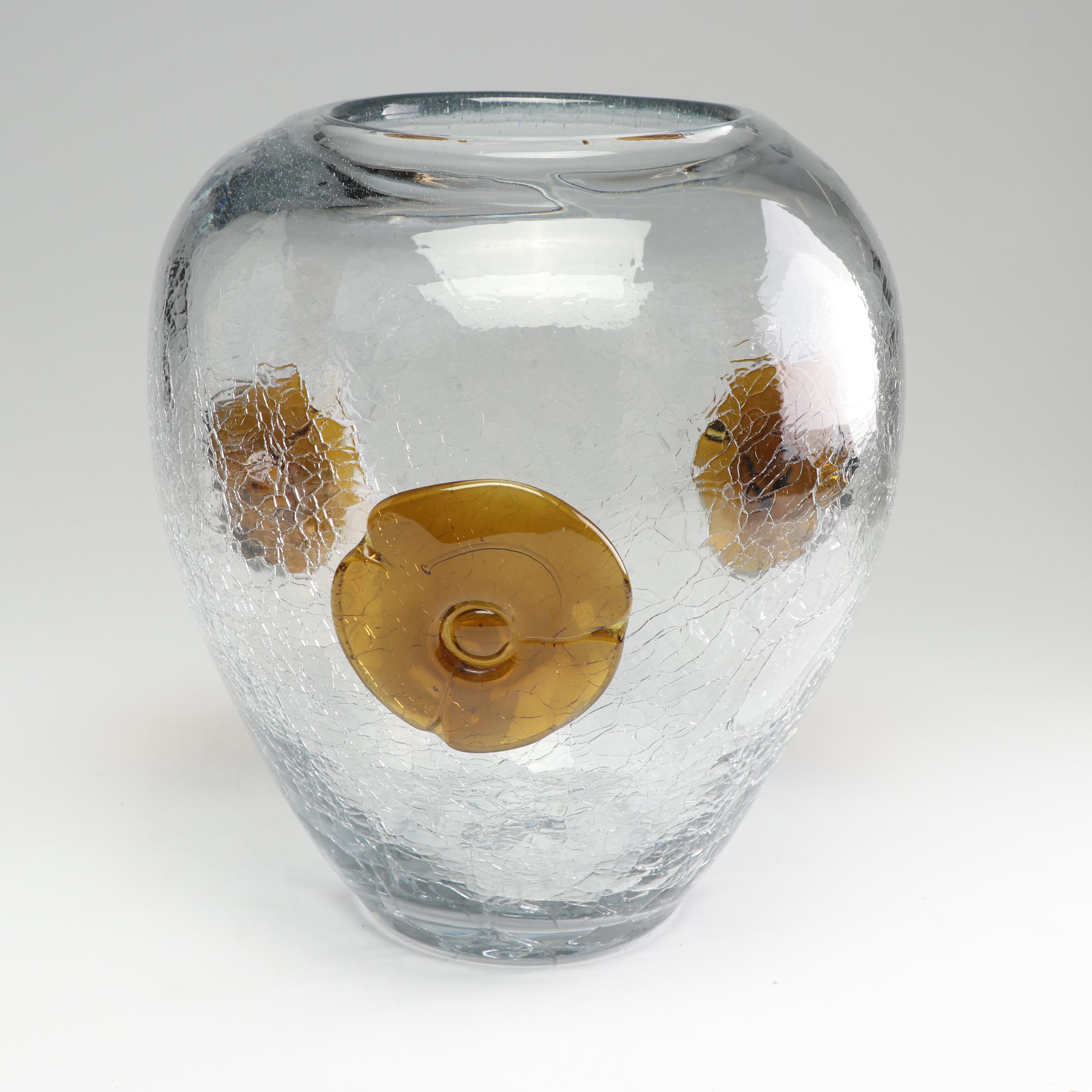 Contemporary Crackle Glass Vase