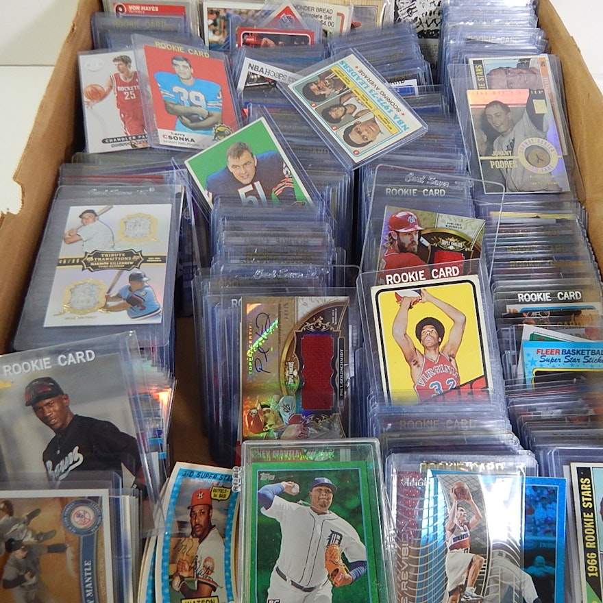 Box of Mostly Top Loaded Baseball, Basketball, Football Cards 1970s and Up