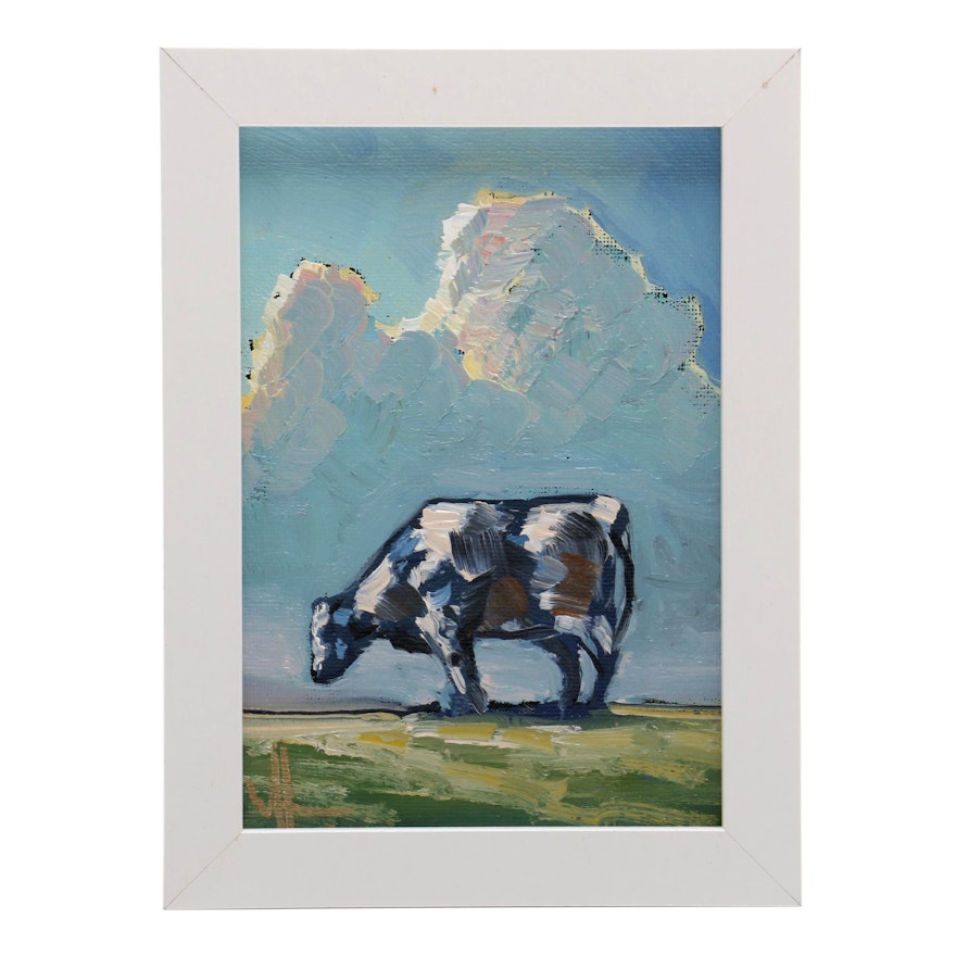 William Hawkins Oil Painting of Cow