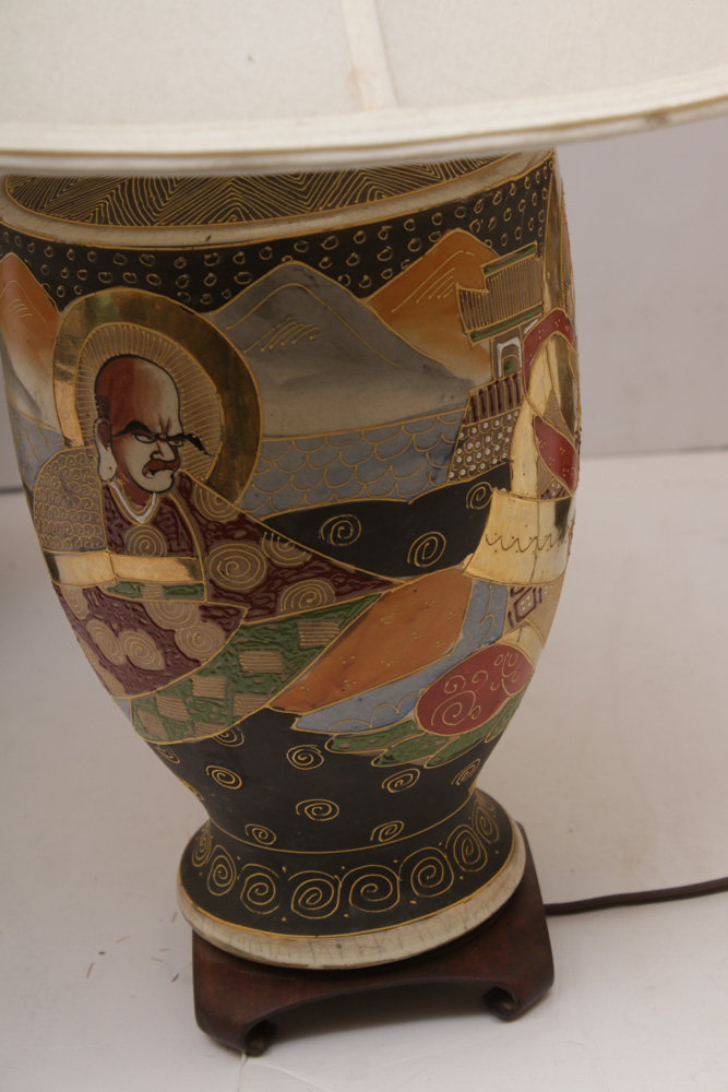 Japanese Satsuma Table Lamps, Meiji Period and 1920s