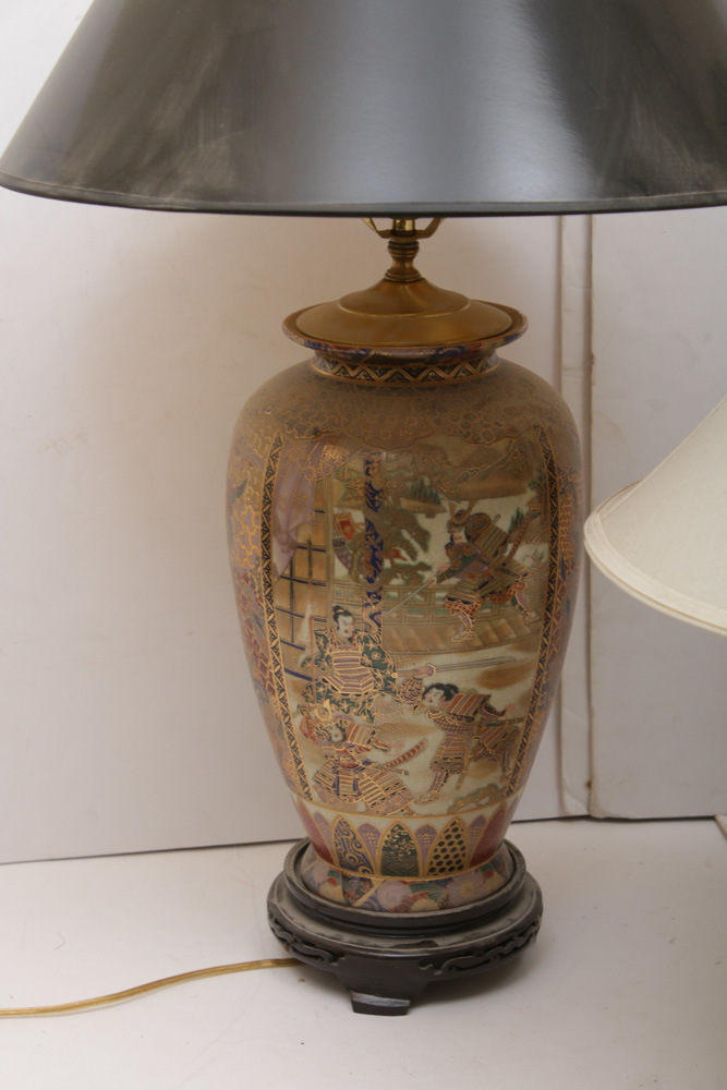Japanese Satsuma Table Lamps, Meiji Period and 1920s