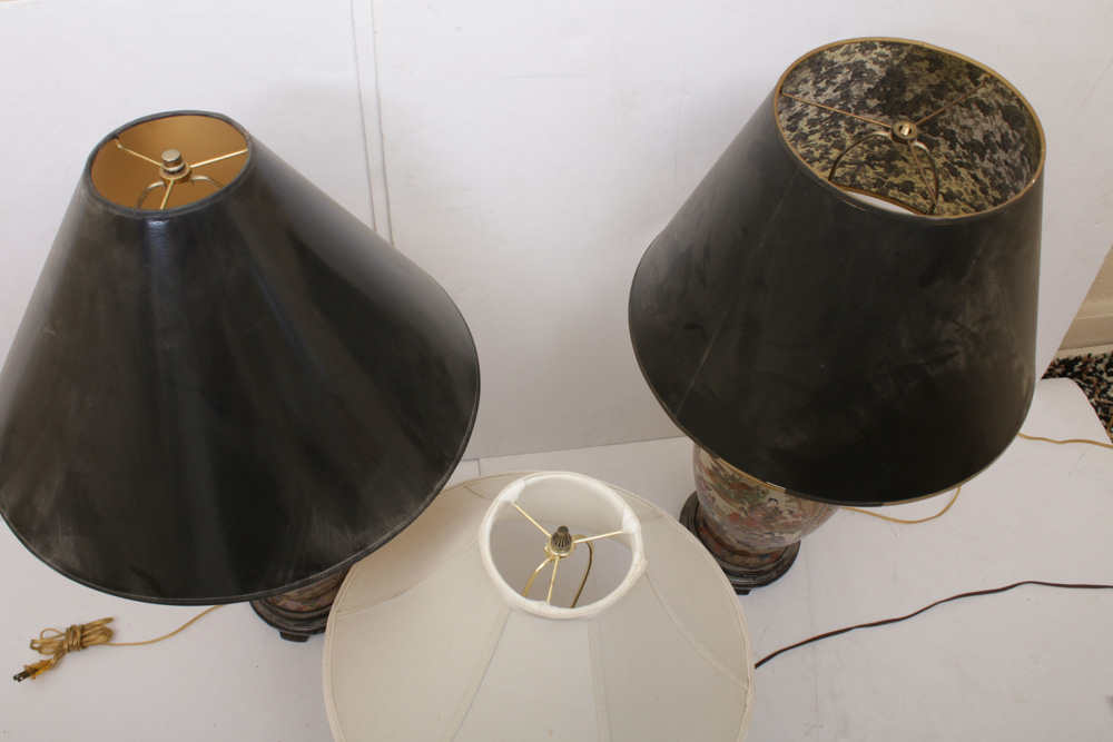 Japanese Satsuma Table Lamps, Meiji Period and 1920s