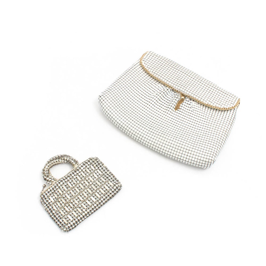 Enameled Metal Mesh Clutch Evening Bag and Czechoslovakian Crystal Coin Purse