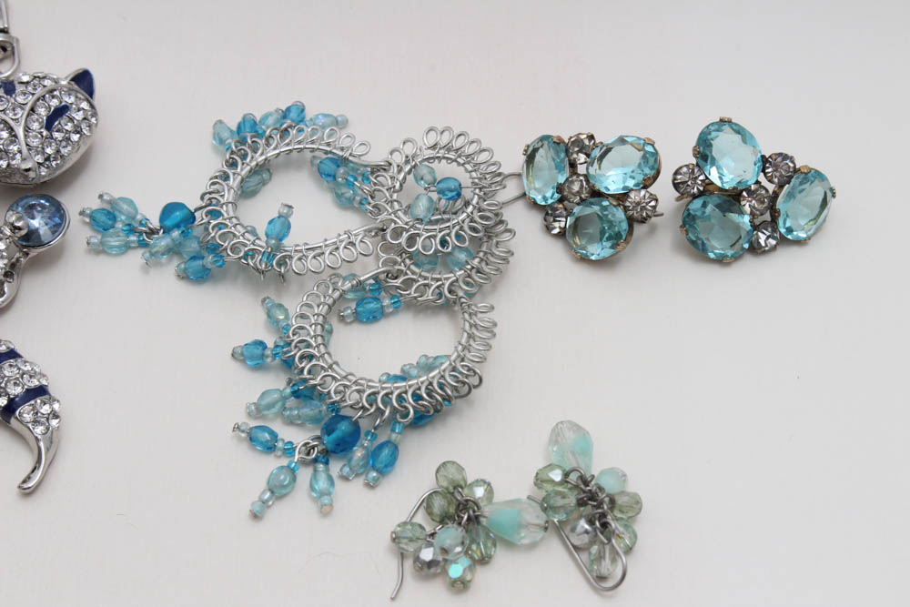 Costume Jewelry Featuring Houcher, Laurel Burch, Crown Trifari