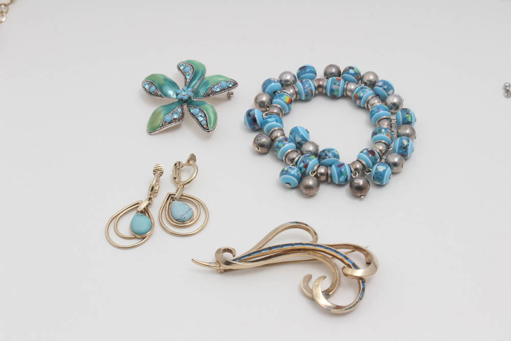 Costume Jewelry Featuring Houcher, Laurel Burch, Crown Trifari