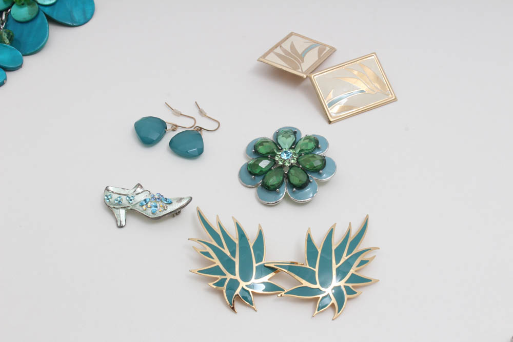 Costume Jewelry Featuring Houcher, Laurel Burch, Crown Trifari