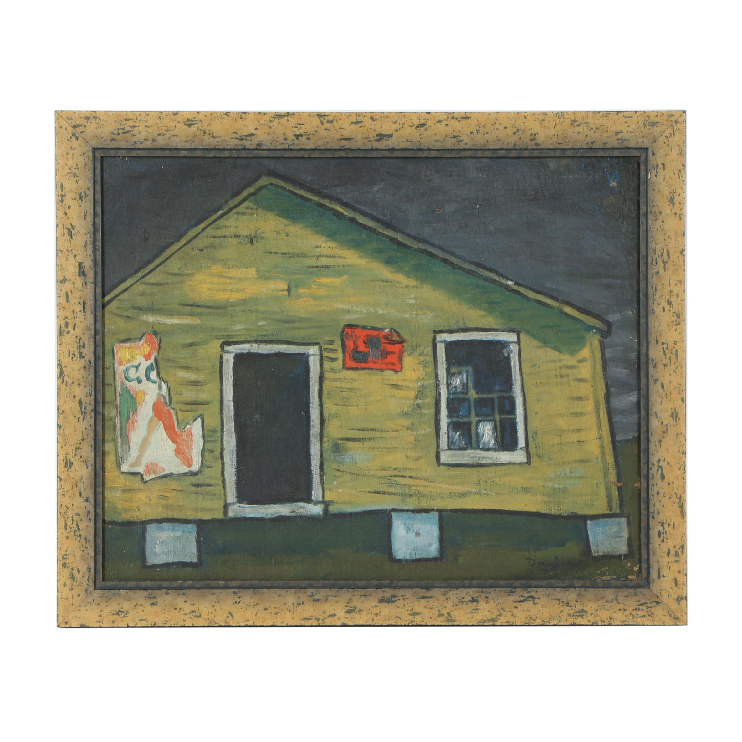 Mid 20th Century Oil Painting "Roadside"