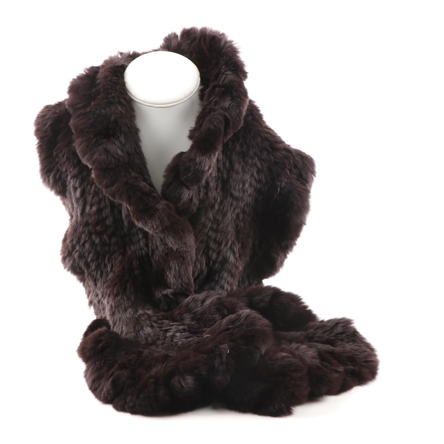 Women's Trilogy Collections Knitted Sheared Rabbit Fur Scarf