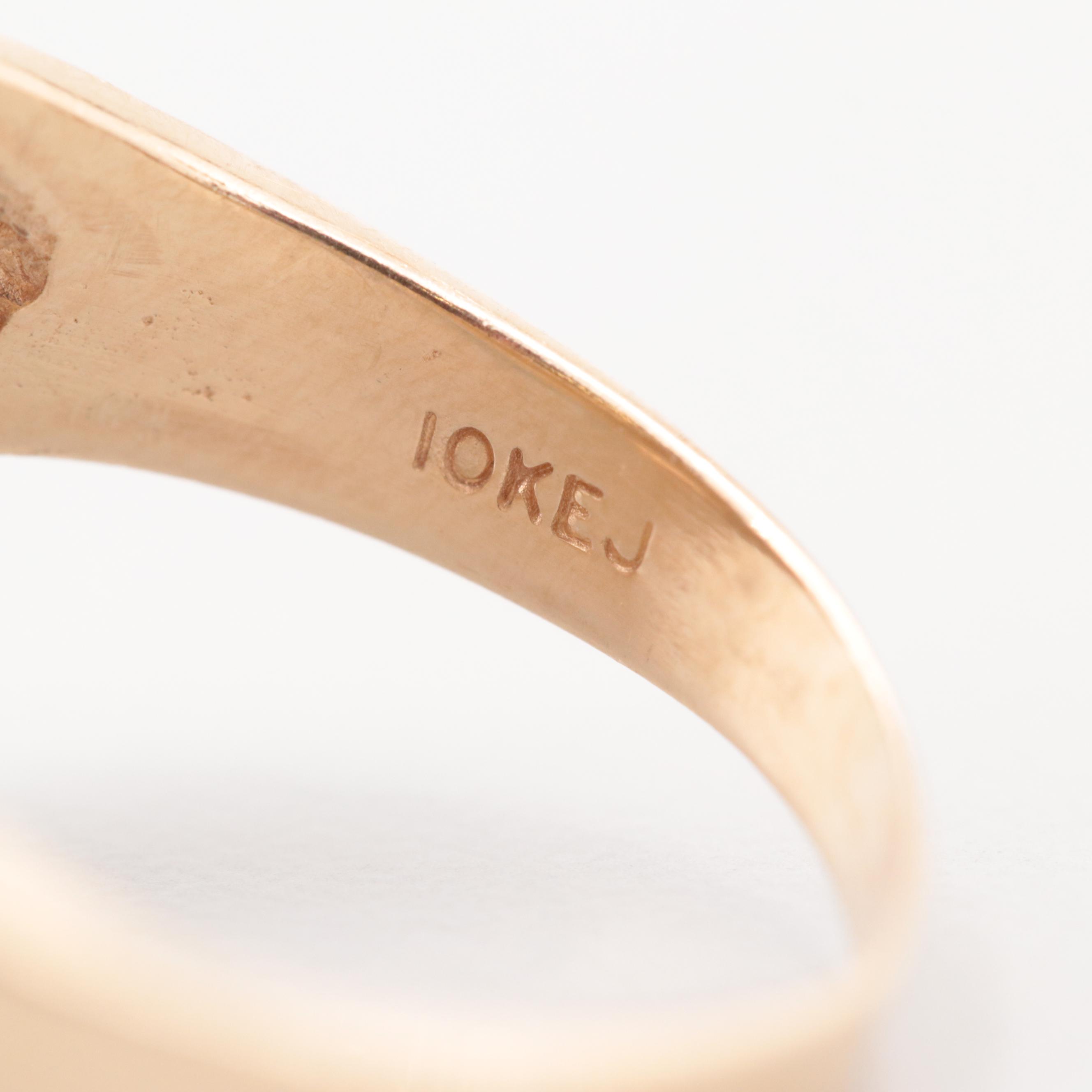 10K Yellow Gold Ruby and Diamond Lion Ring