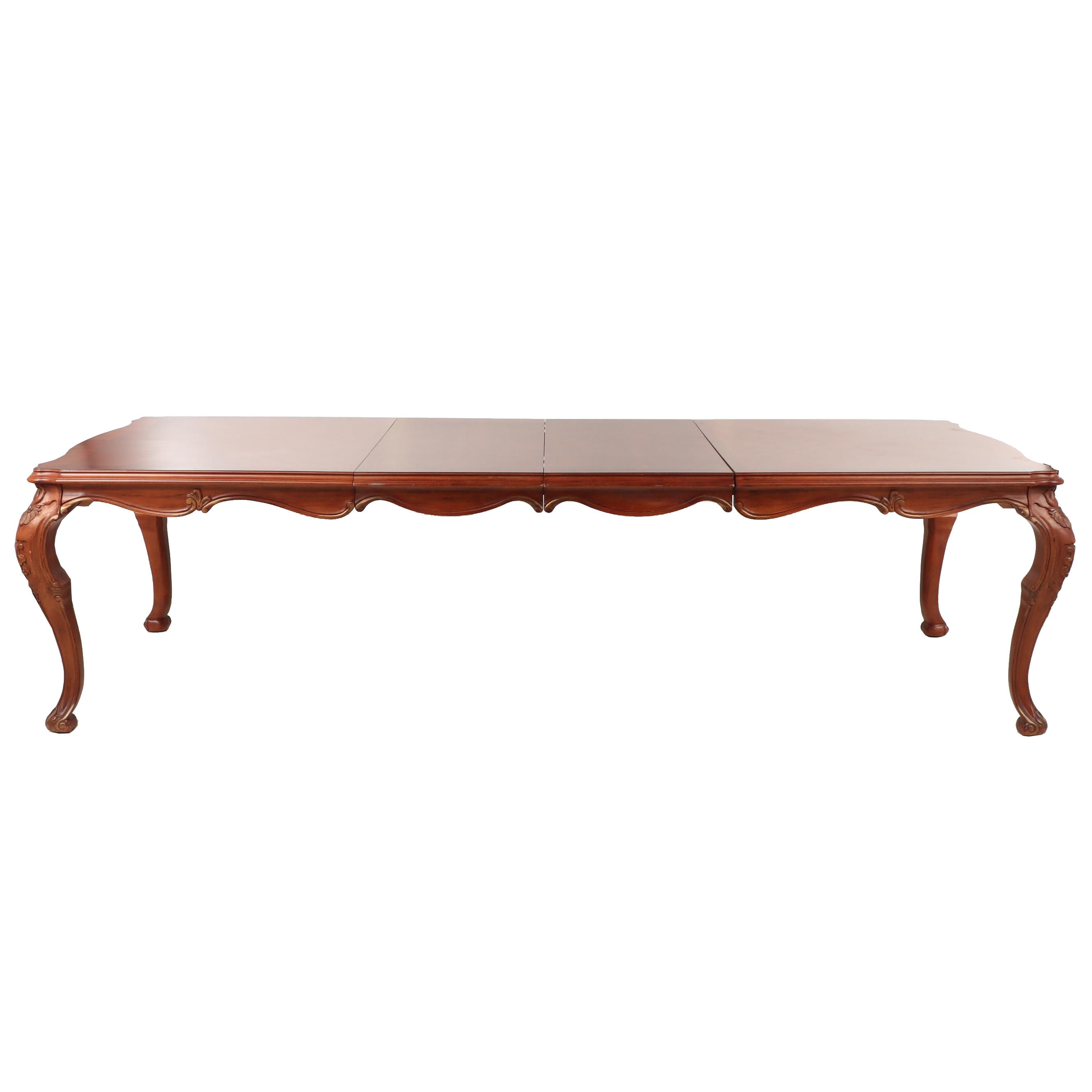 Rococo-Style Parquetry and Carved Dining Table, Contemporary