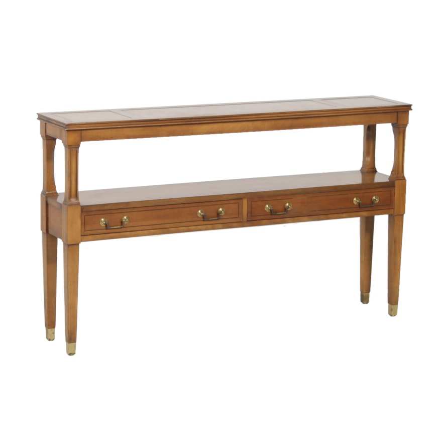 Vintage Leather Top Wooden Console Table