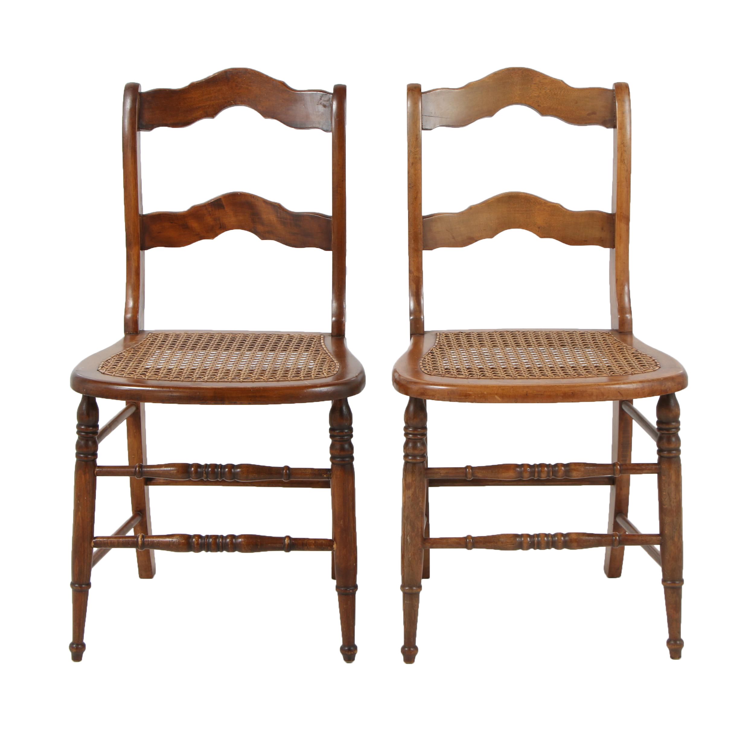 Maple Ladder Back Side Chairs with Cane Seats