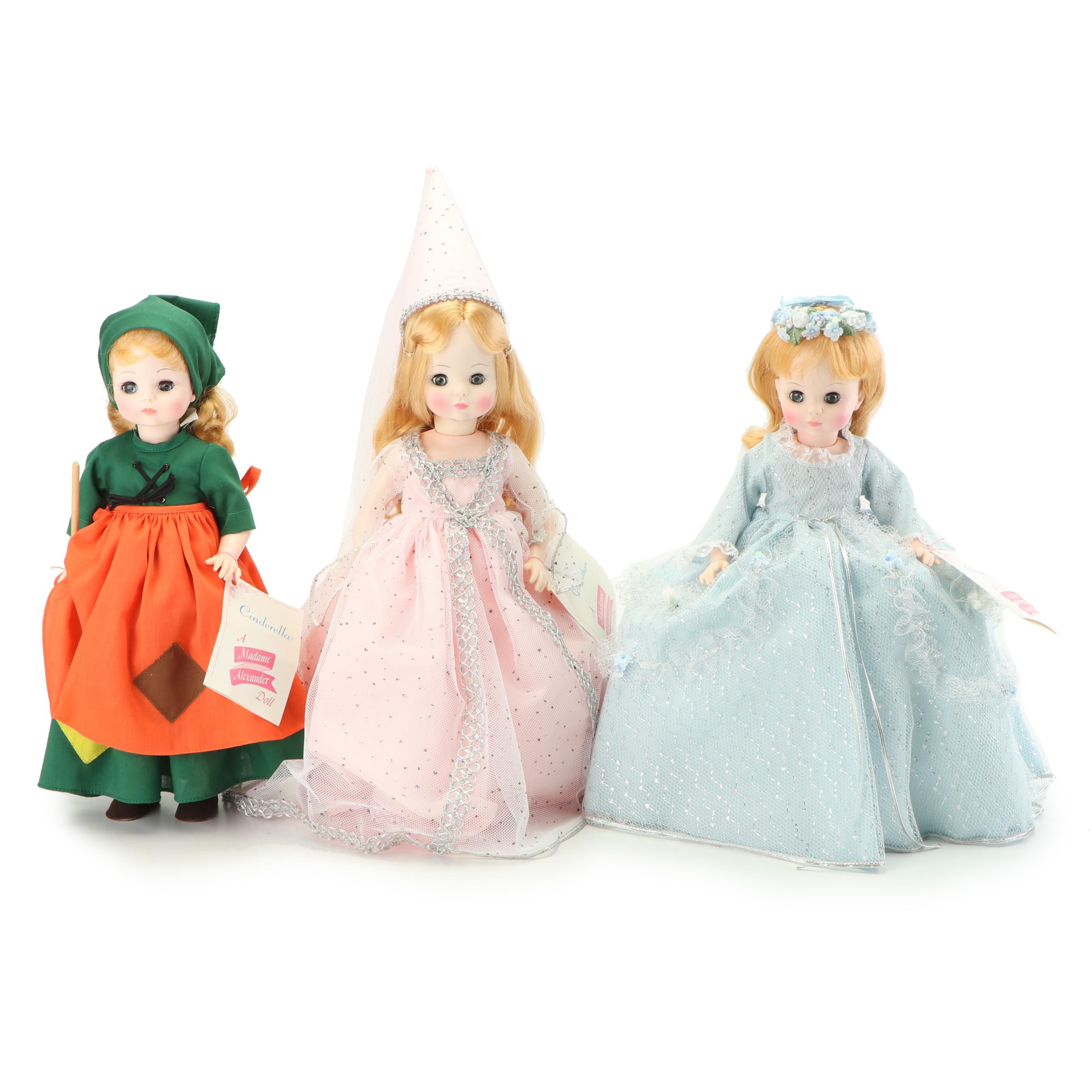 Madame Alexander "Poor Cinderella", "Cinderella" and "Fairy God-Mother" Dolls