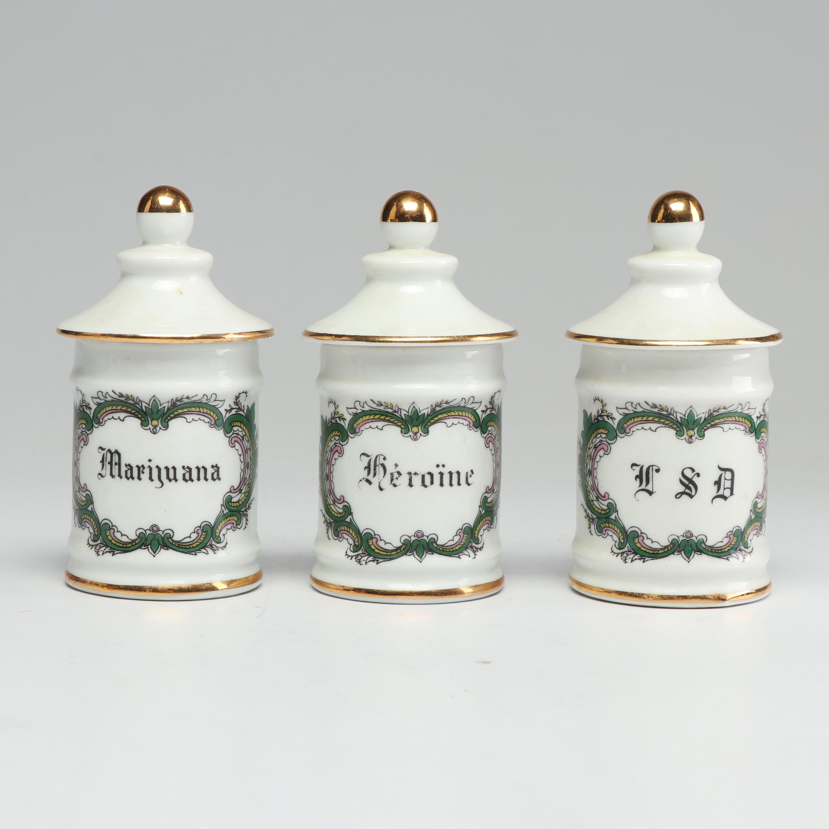 Limoges France Porcelain Apothecary Jars, 20th Century