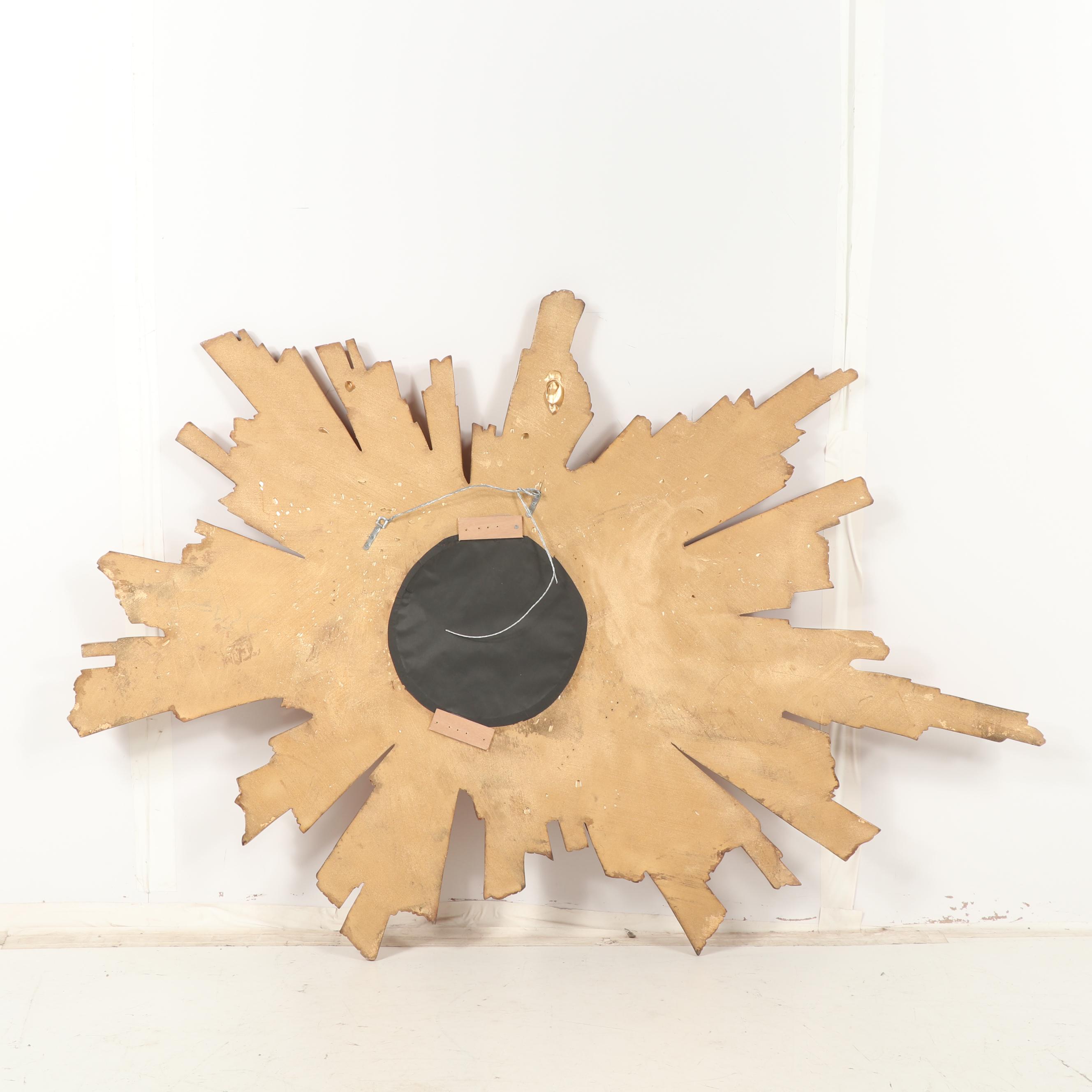 Mid-Century Modern Style Gilt Composition Wood Sunburst Wall Mirror