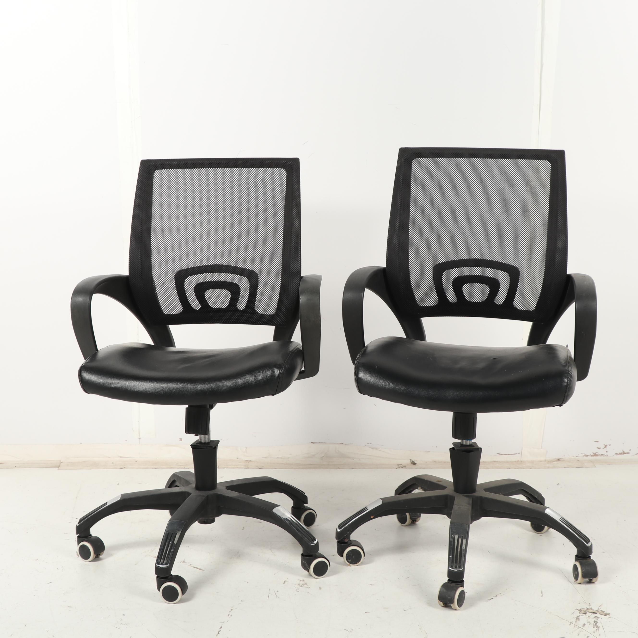 Pair of Belnick Inc. "Igo" Mesh and Leather Office Chairs
