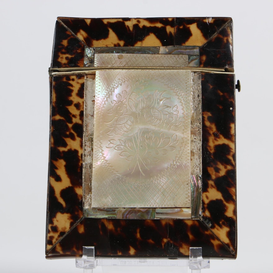 Victorian Tortoise Shell and Mother of Pearl Card Case