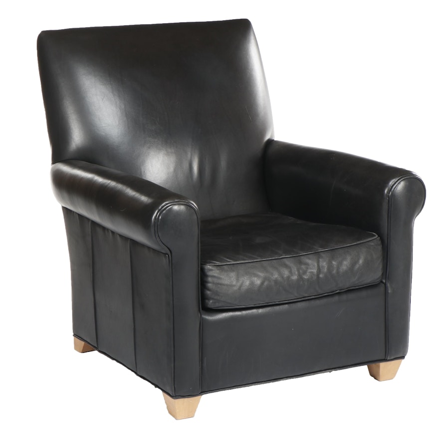 McCreary Modern Room & Board Black Faux Leather Club Chair