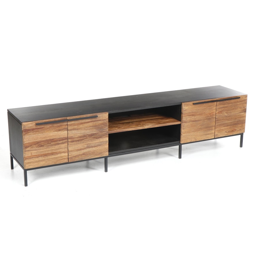 Contemporary Crate & Barrel Modern Style "Rigby" Teak Media Console