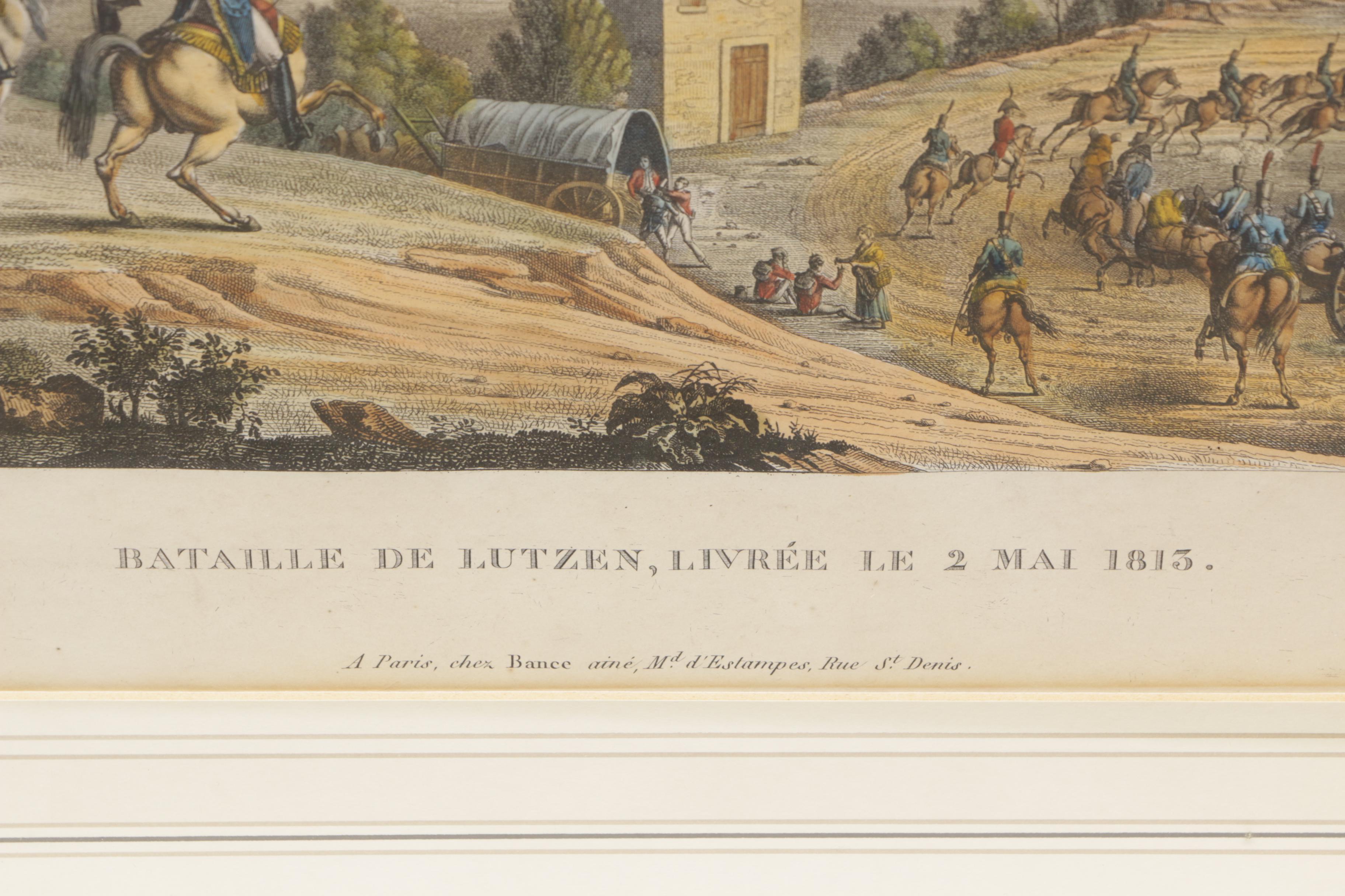 Hand-Colored Etching "Bataille De Lutzen, Livree Le 2 Mai 1813."