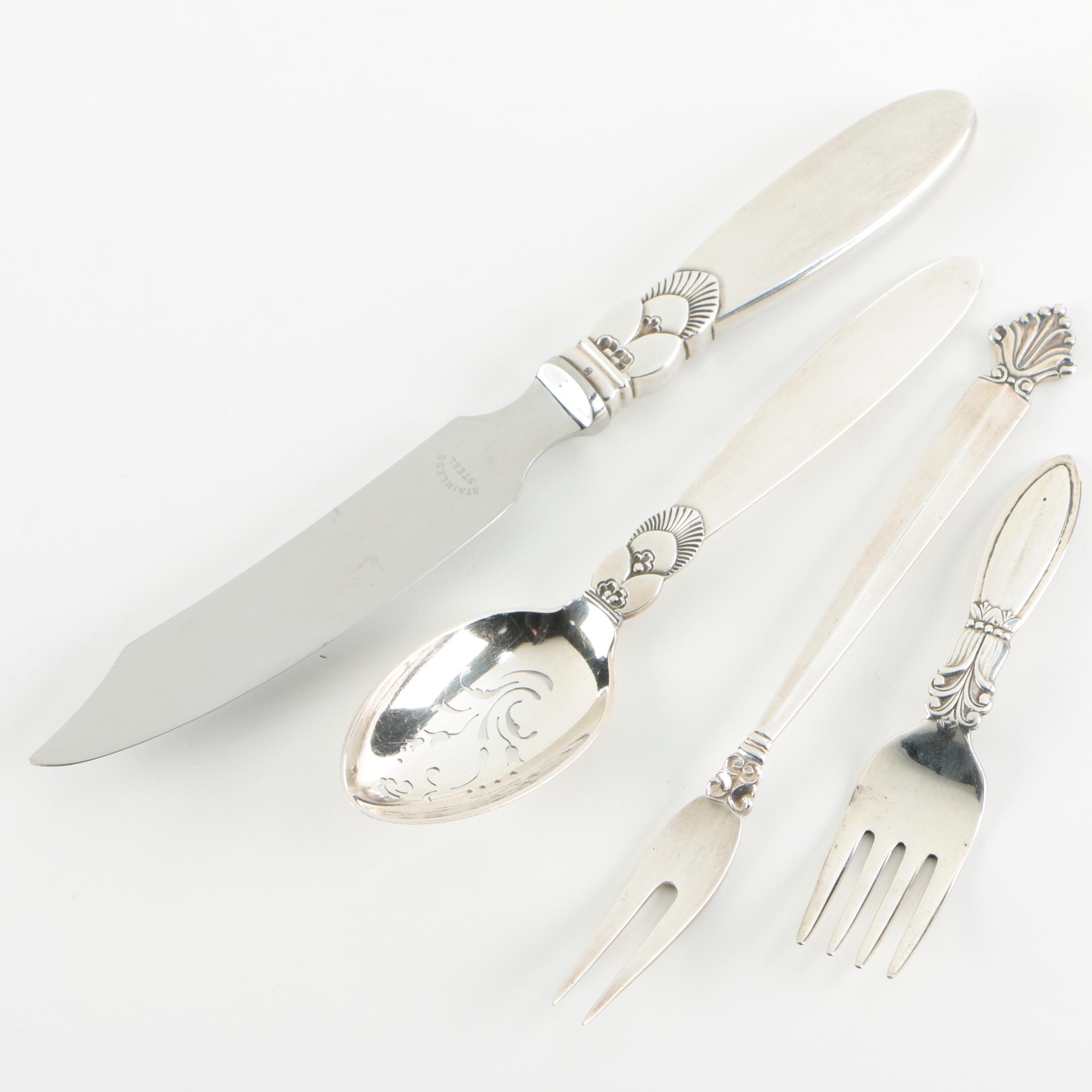 Georg Jensen and Frank M. Whiting Danish Modern Sterling Silver Serving Utensils