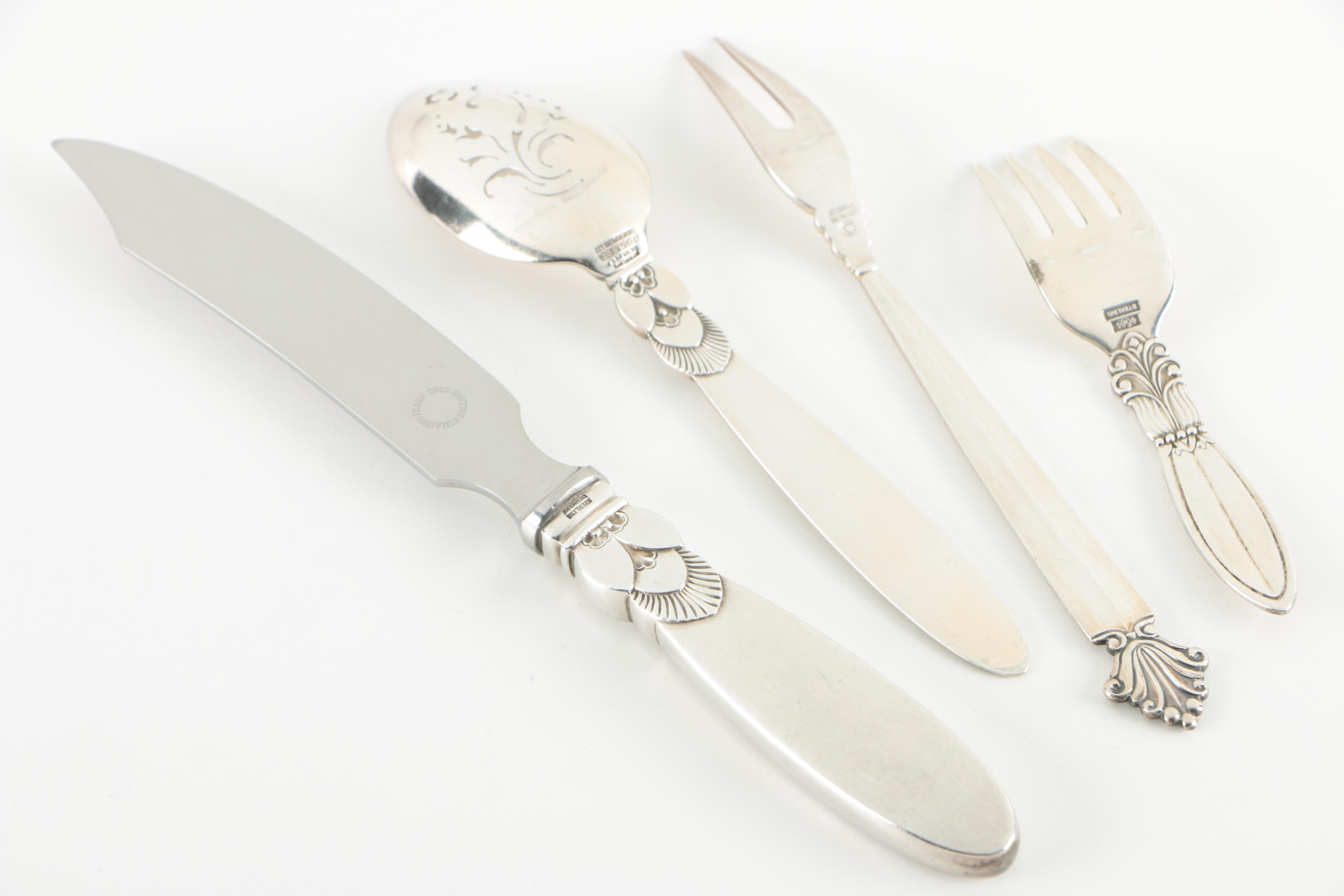 Georg Jensen and Frank M. Whiting Danish Modern Sterling Silver Serving Utensils
