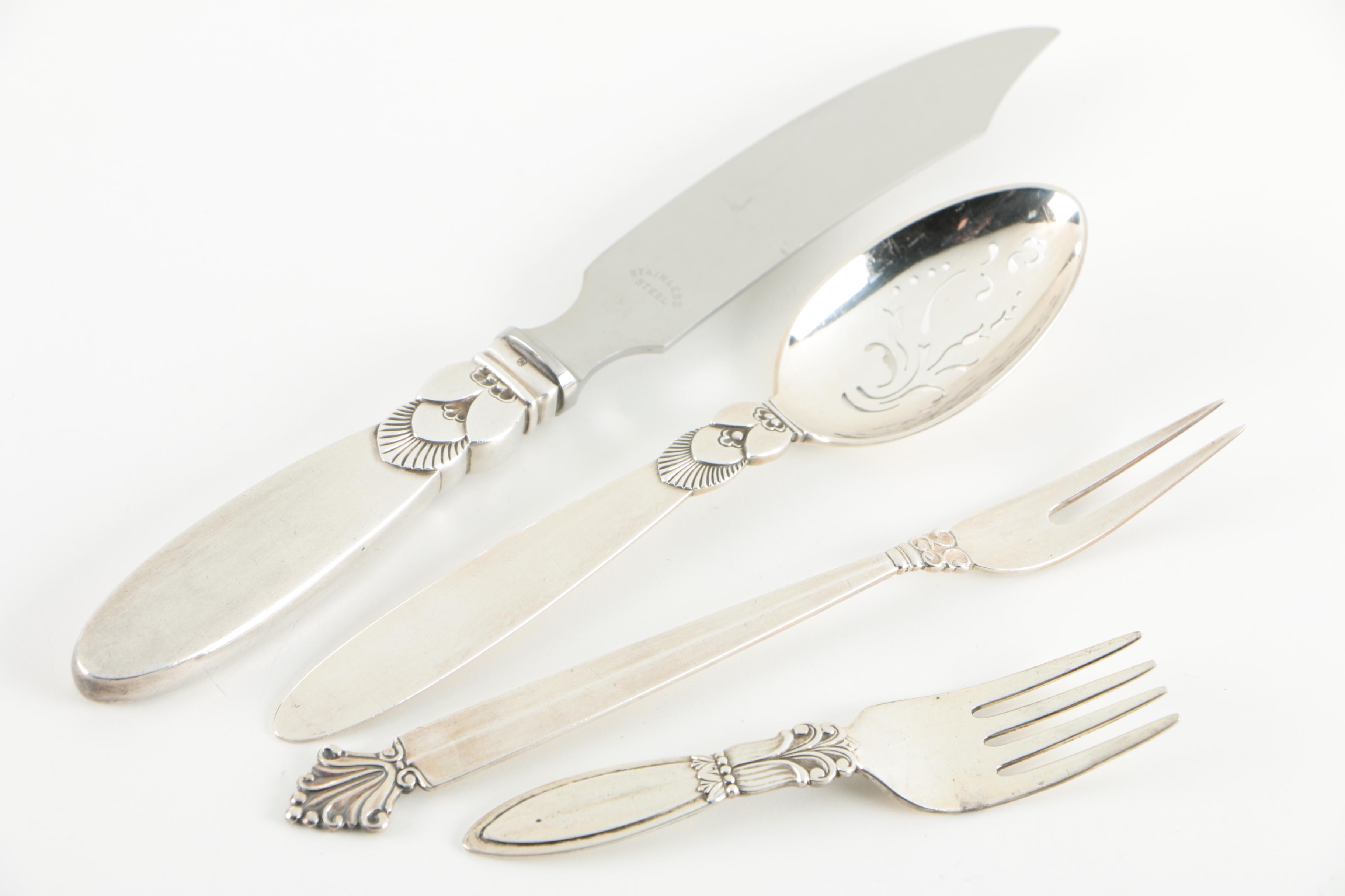 Georg Jensen and Frank M. Whiting Danish Modern Sterling Silver Serving Utensils