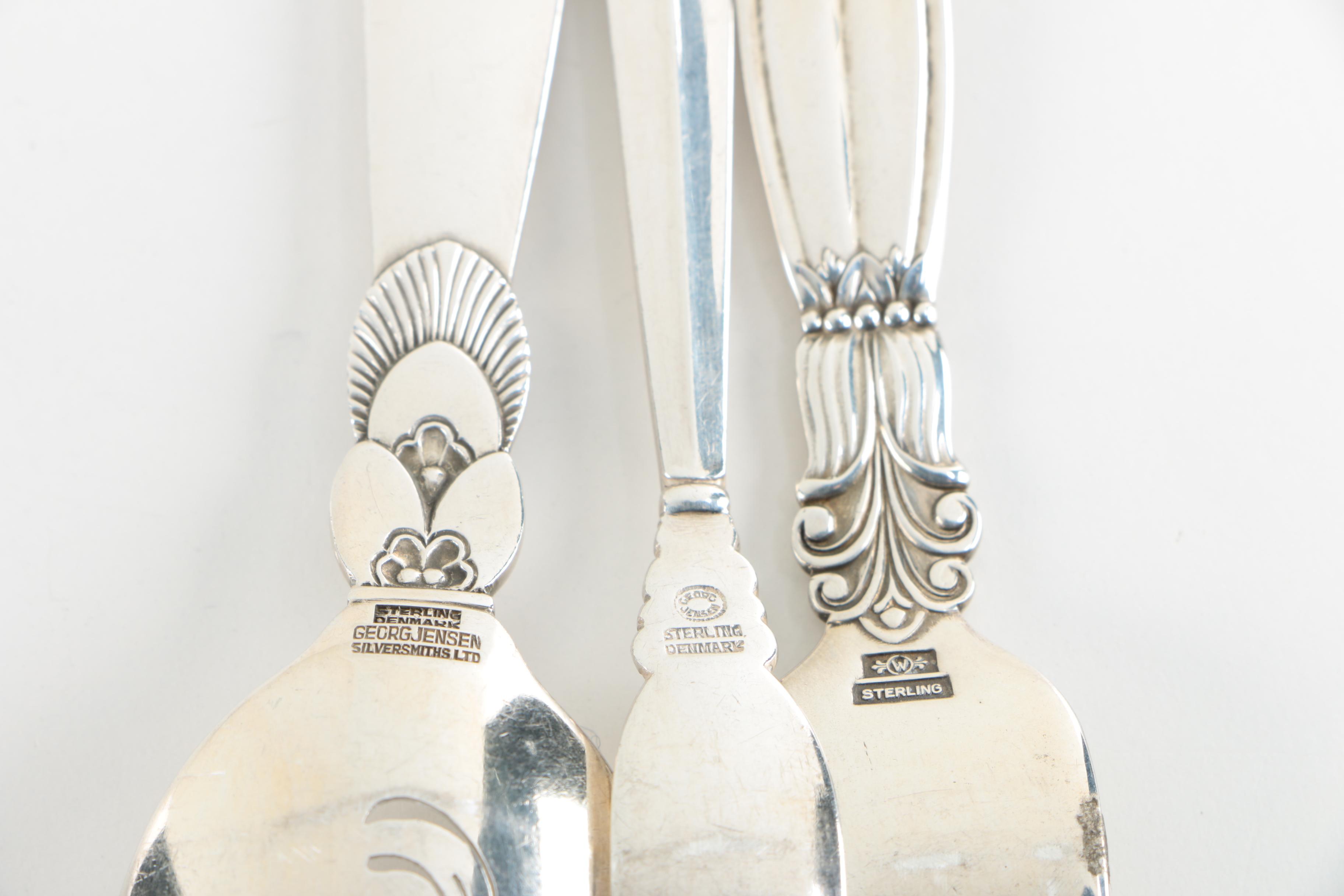 Georg Jensen and Frank M. Whiting Danish Modern Sterling Silver Serving Utensils