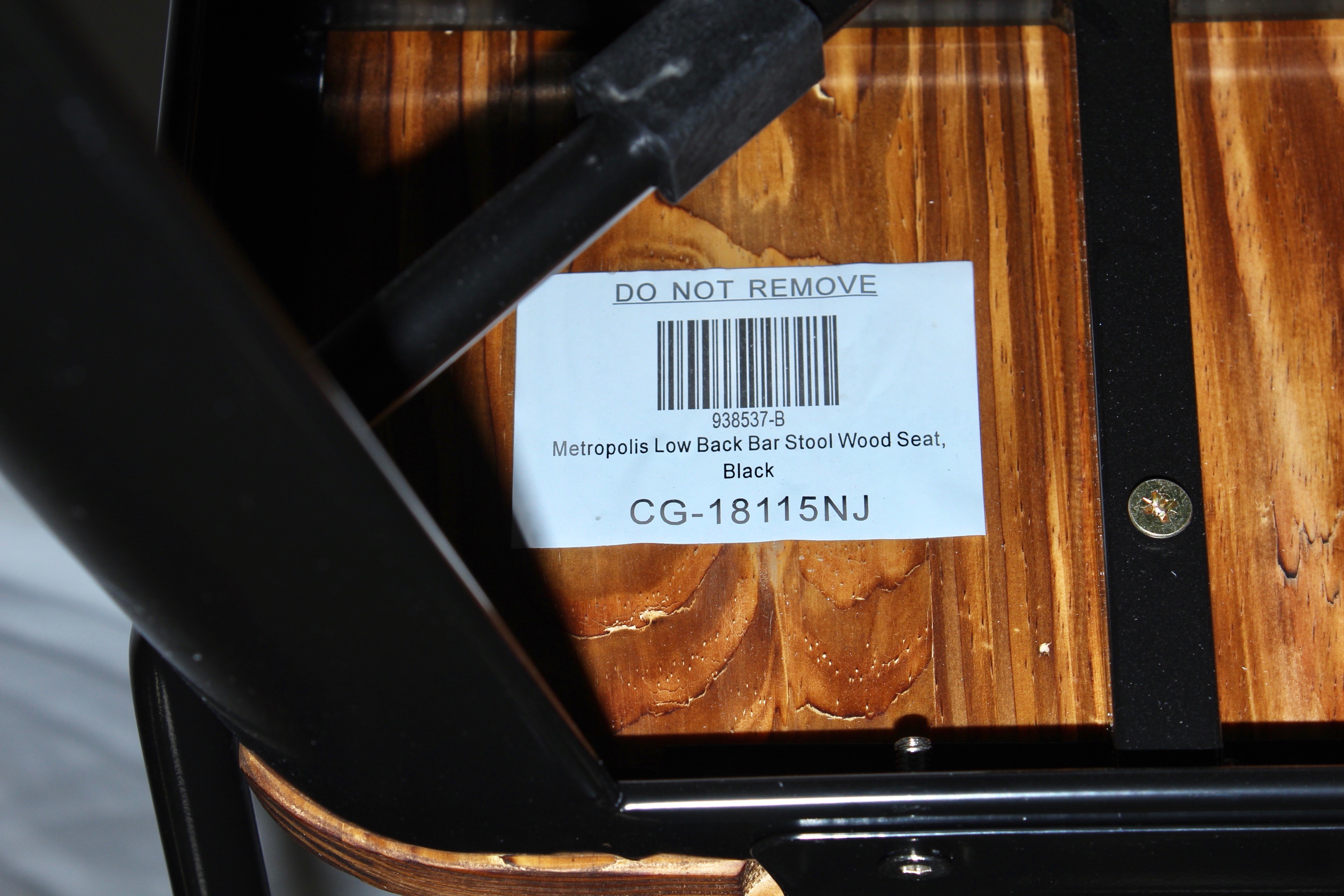 Four "Metropolis" Low-Back Bar Stools With Wood Seats, Contemporary