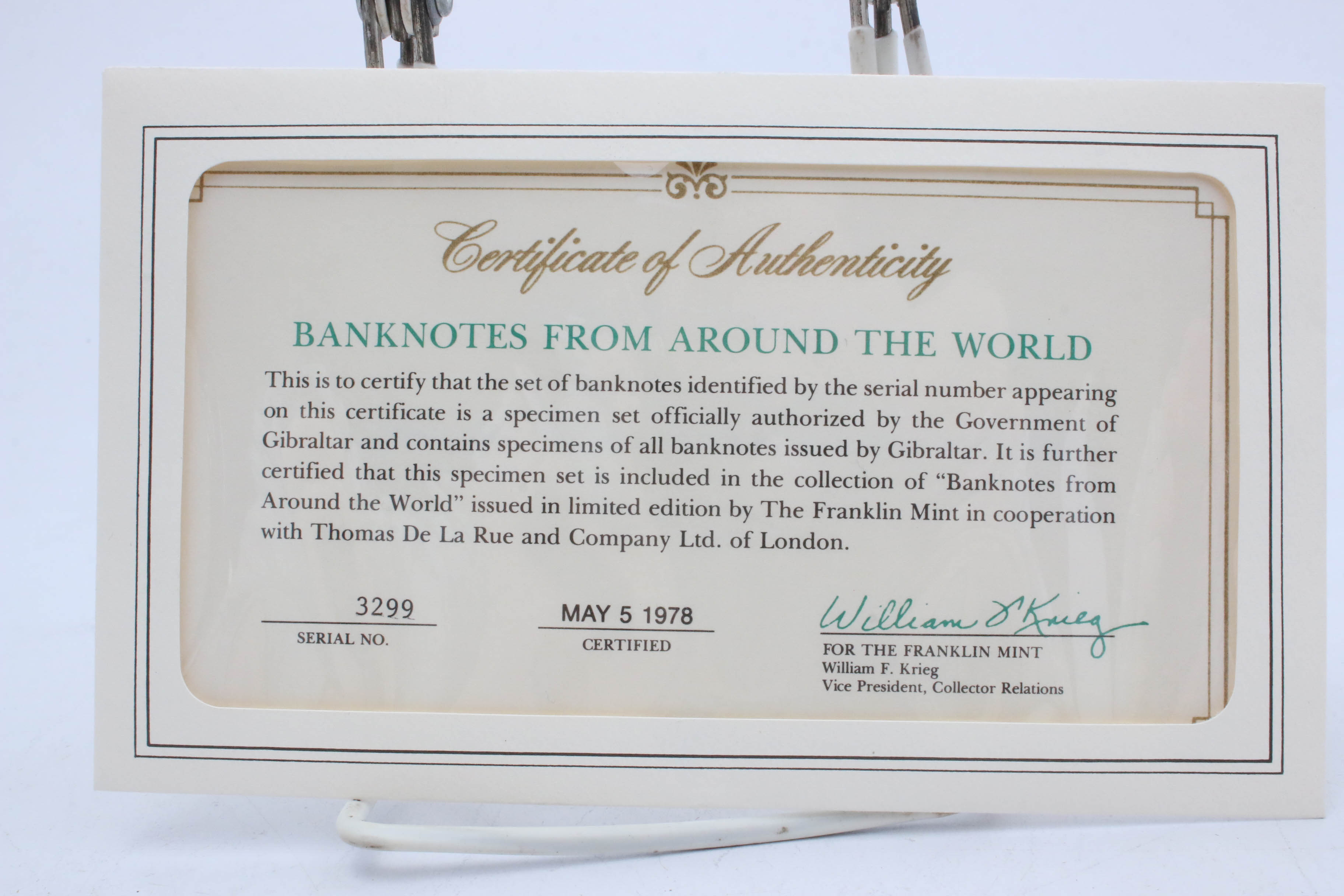 1975 Government of Gibraltar 20-Pound Specimen Banknote