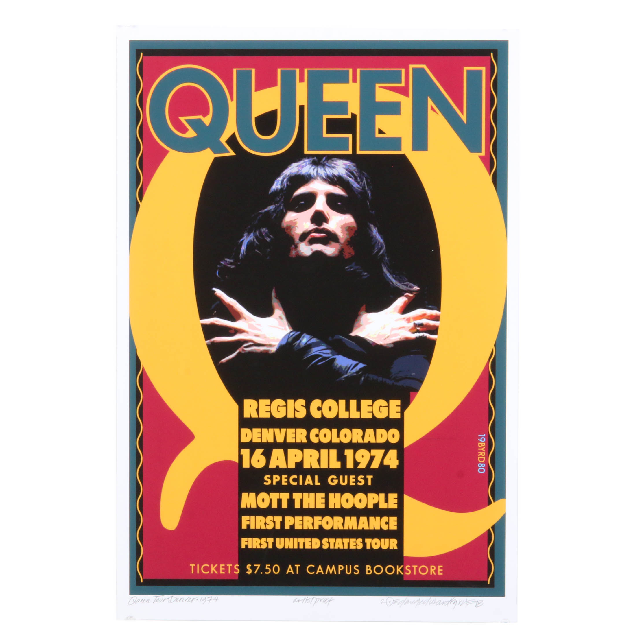 David Edward Byrd Giclee "'Queen' First Tour Regis College Denver, 1974"