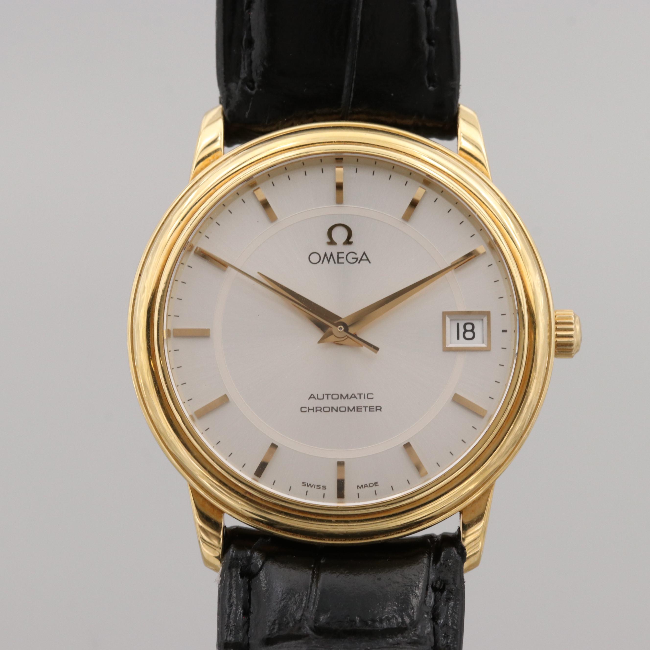Omega De Ville Prestige 18K Yellow Gold Chronometer Watch With Date Window