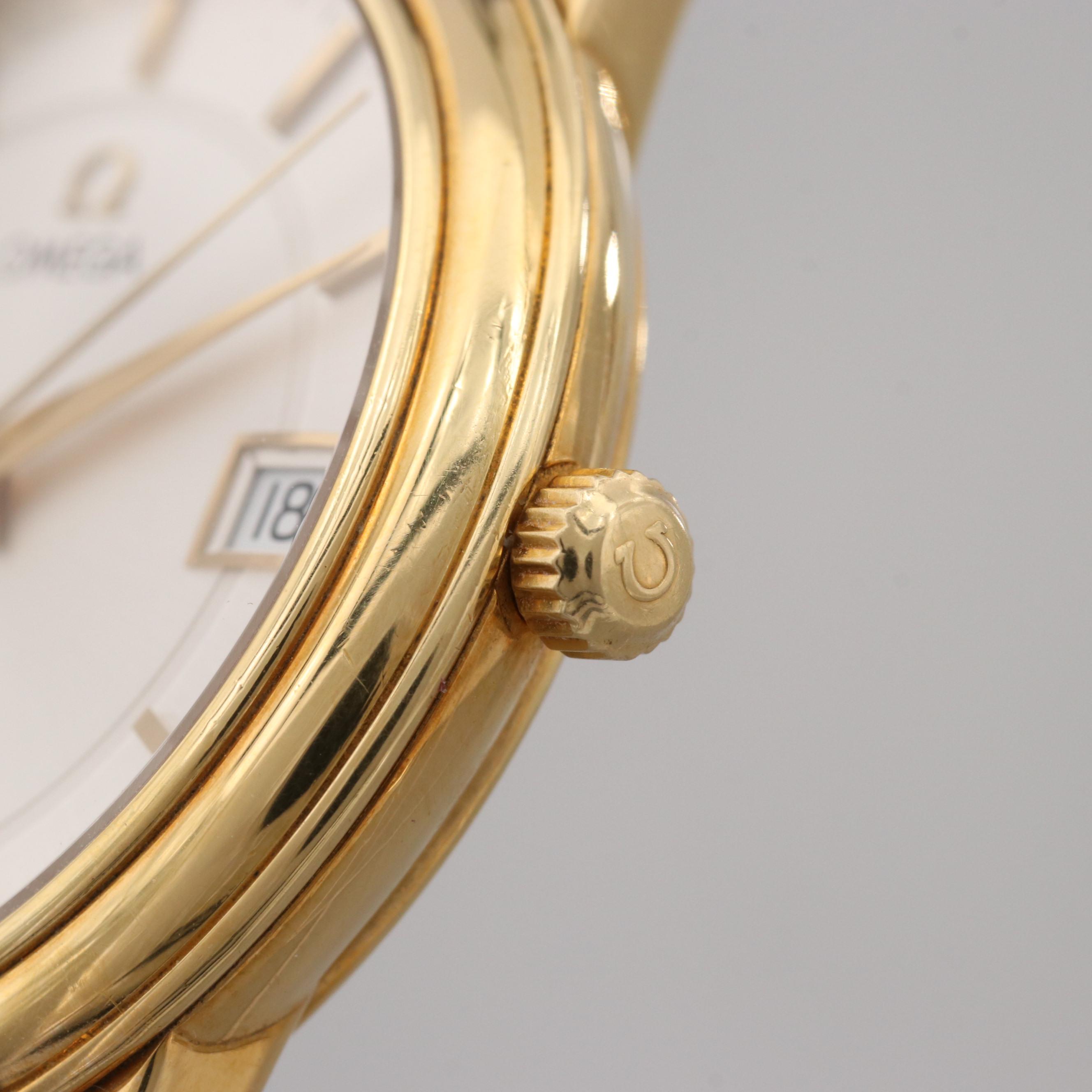Omega De Ville Prestige 18K Yellow Gold Chronometer Watch With Date Window