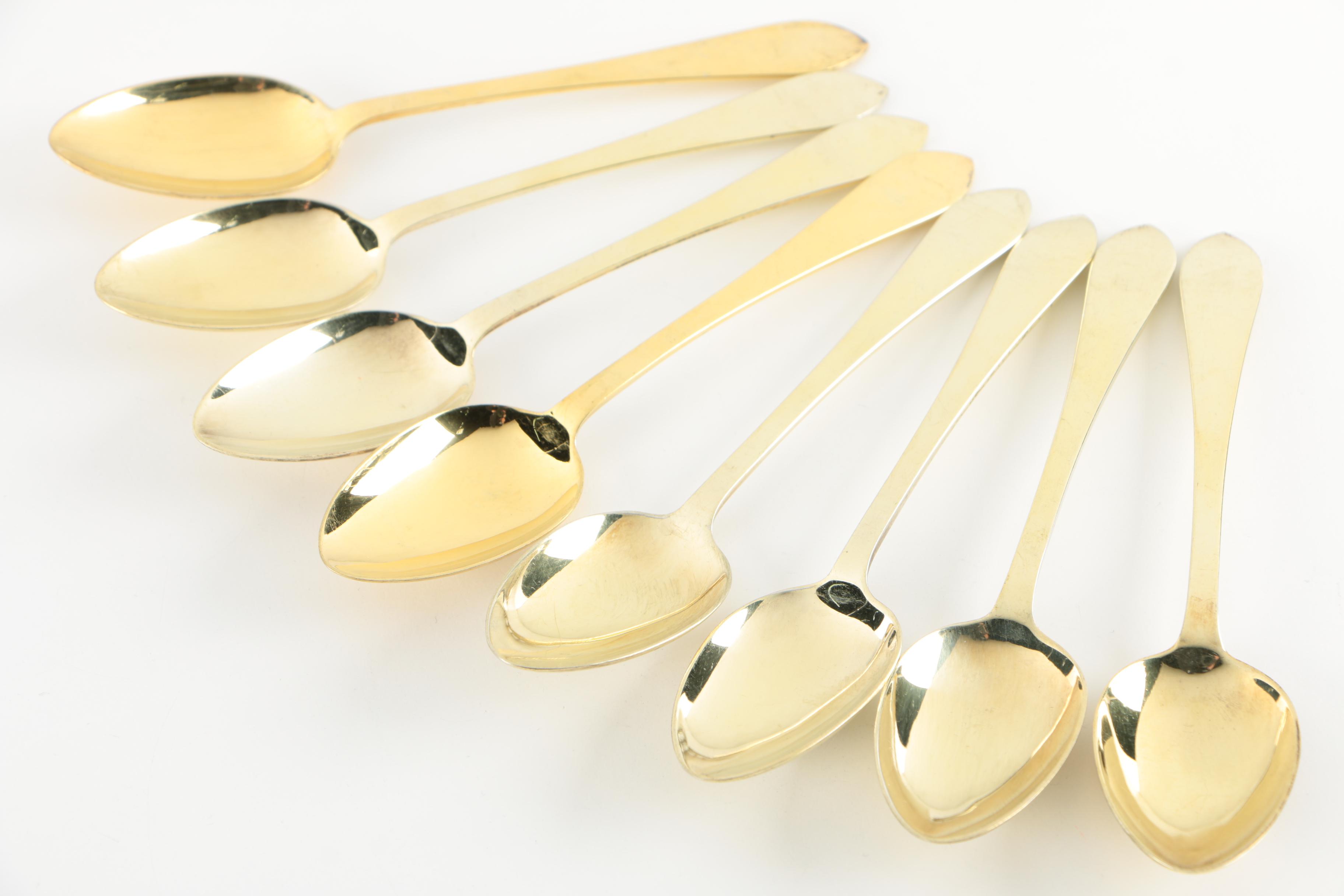 Tiffany & Co. "Faneuil" Gold Washed Sterling Flatware Set for Eight, 1910-1947