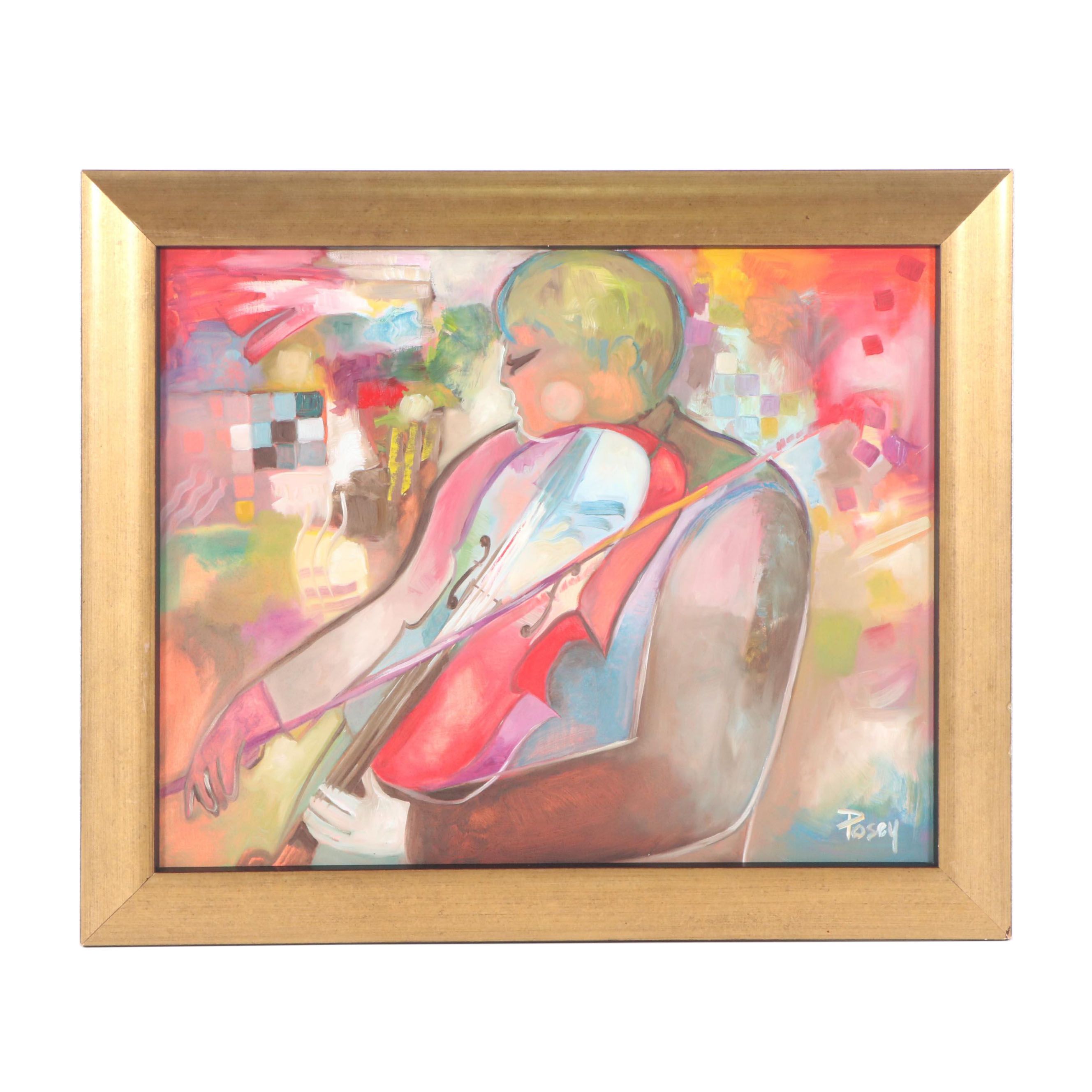 Marvin Posey "Rhapsody in Red" Acrylic Painting