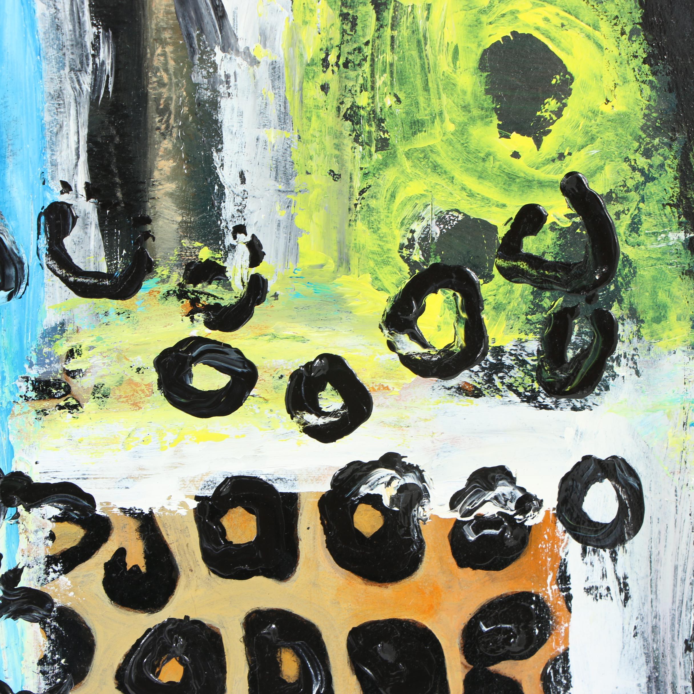 Randy Groden Mixed Media Painting "Leopardo"