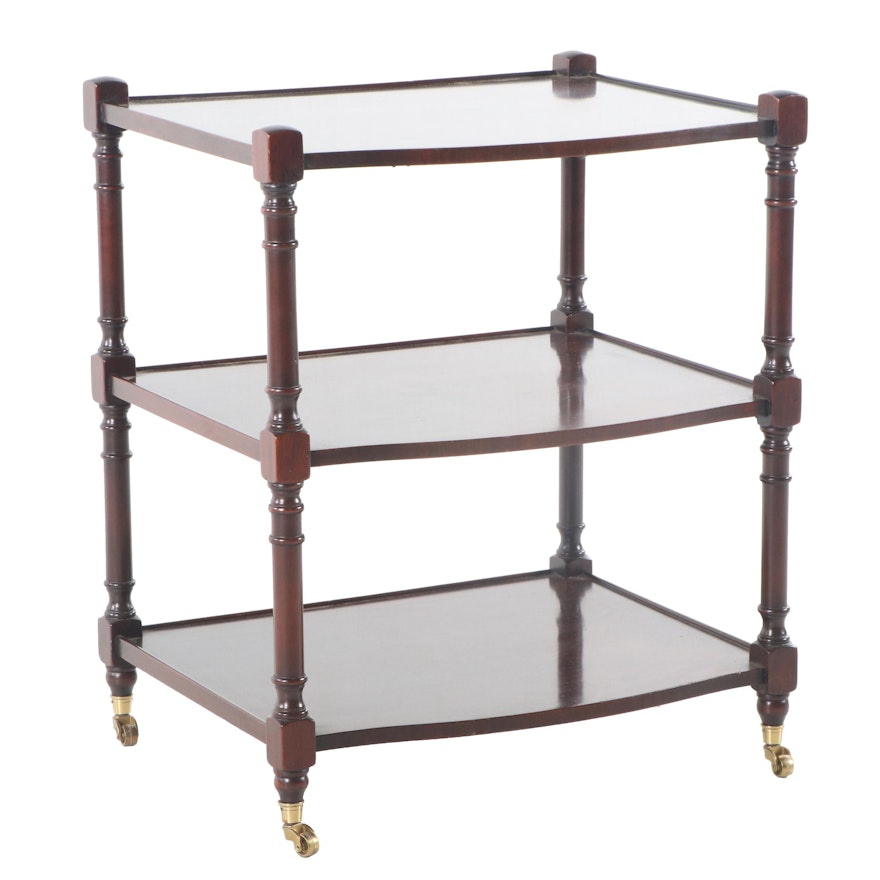 Mahogany Three-Tier Accent Table on Casters, 20th Century