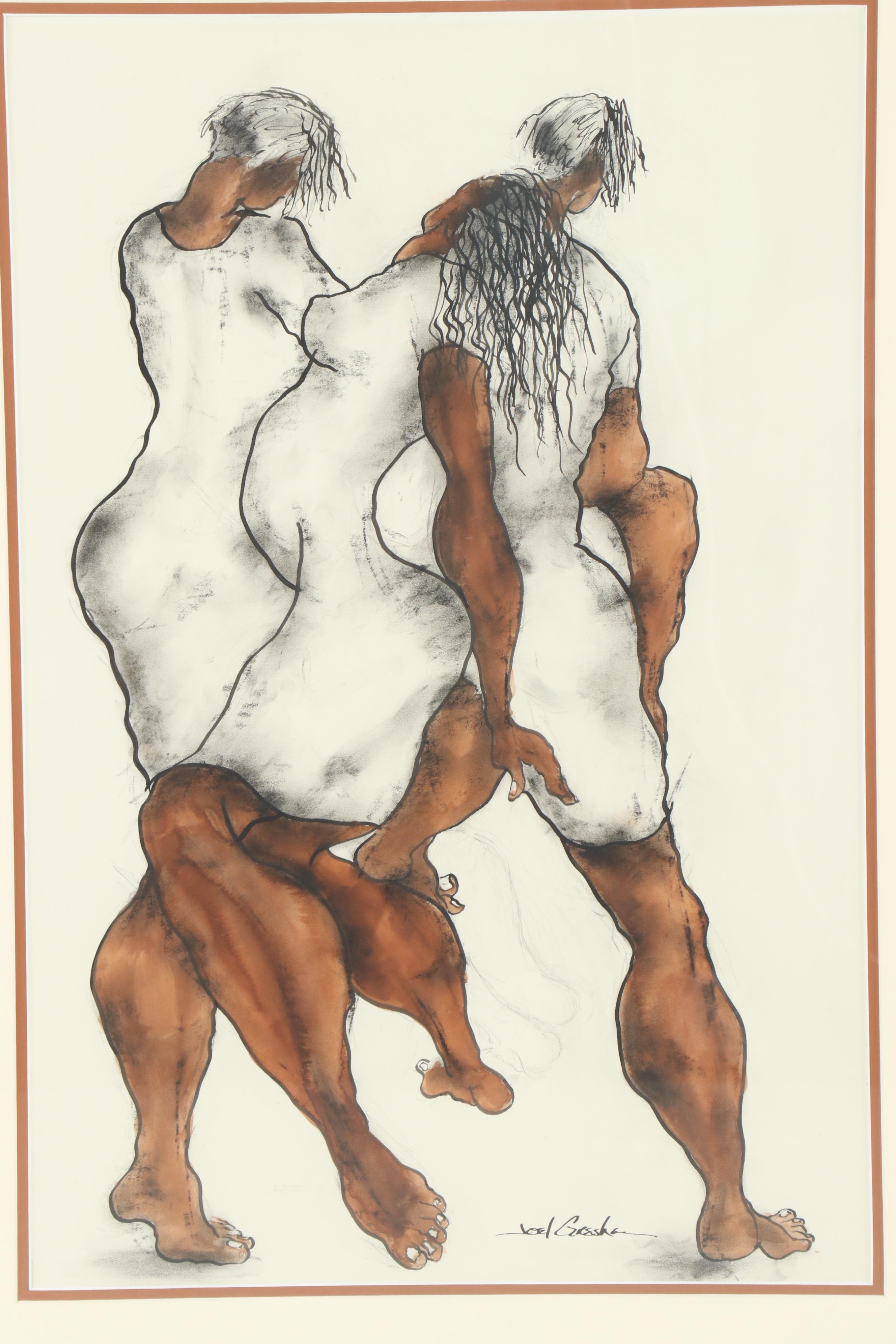 Figural Color Lithograph after Joel Gresham