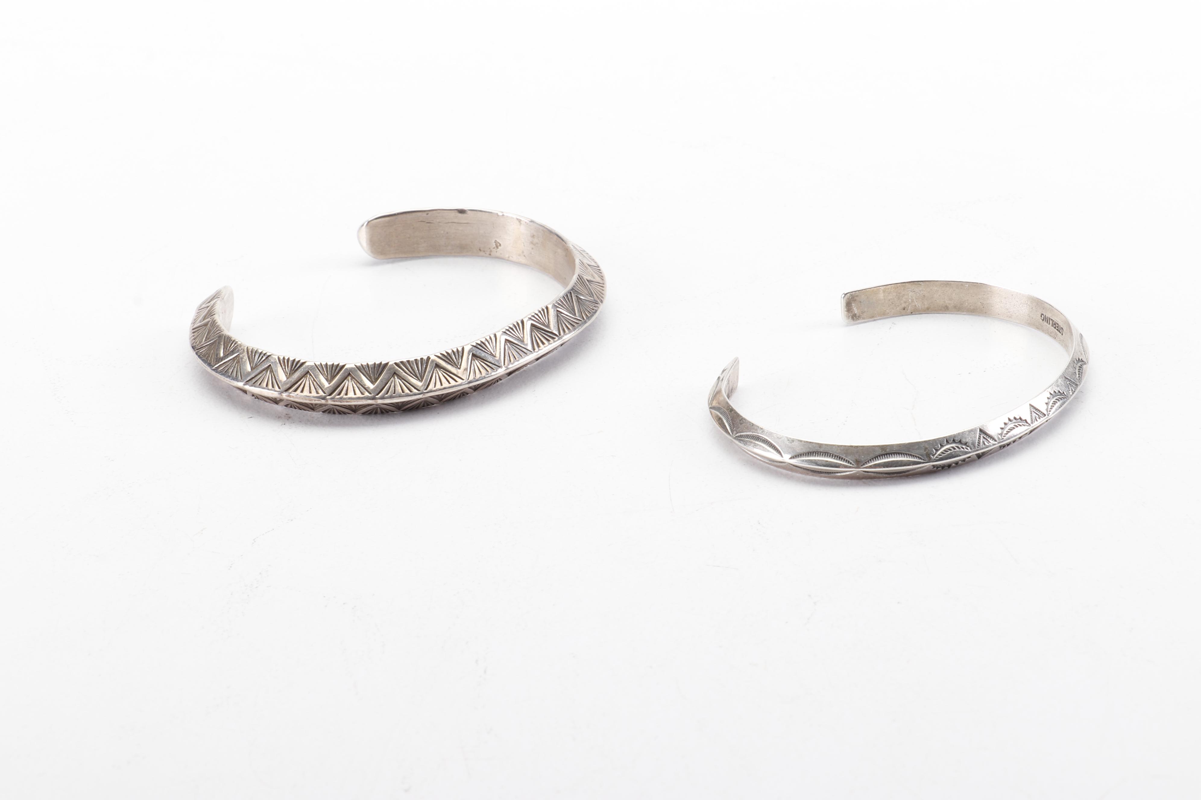 Vintage Randy Hoskie Navajo Sterling Silver Bangles