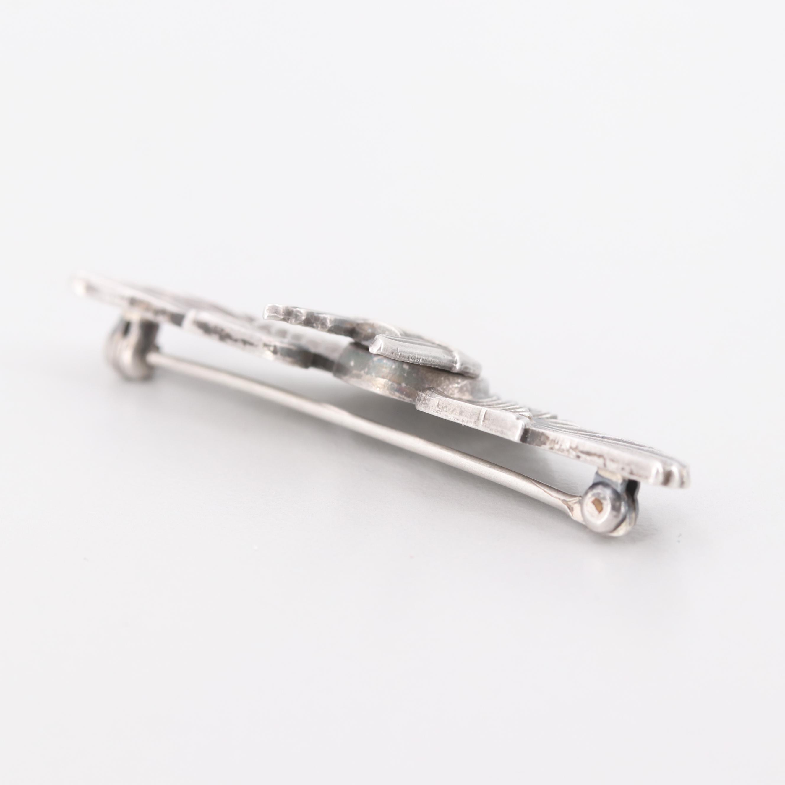 Sterling Silver Winged Insignia Brooch