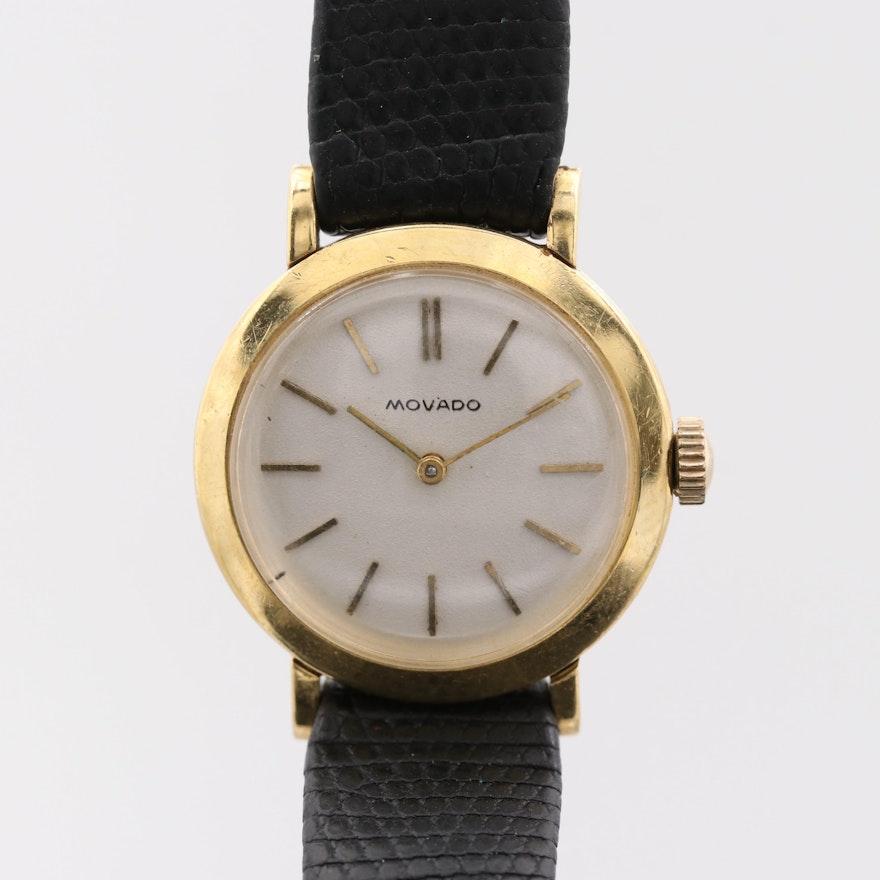 Vintage Movado 18K Yellow Gold Stem Wind Wristwatch