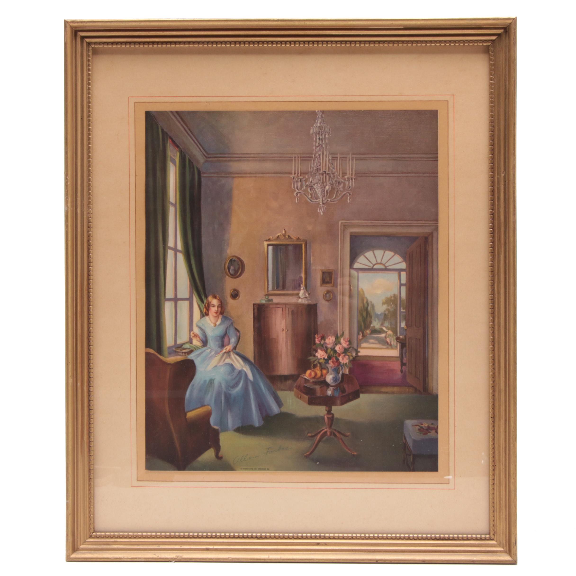 Offset Lithograph After Allan Forbes "Leisure Moments"