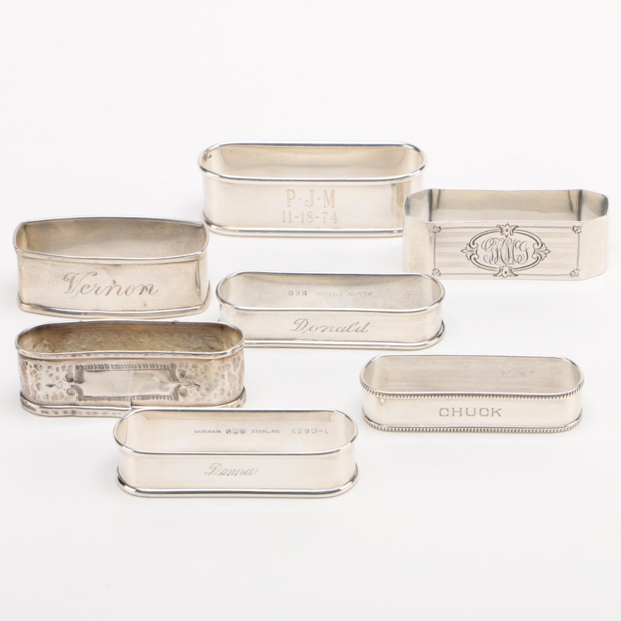 American Sterling Silver Napkin Rings Featuring Gorham