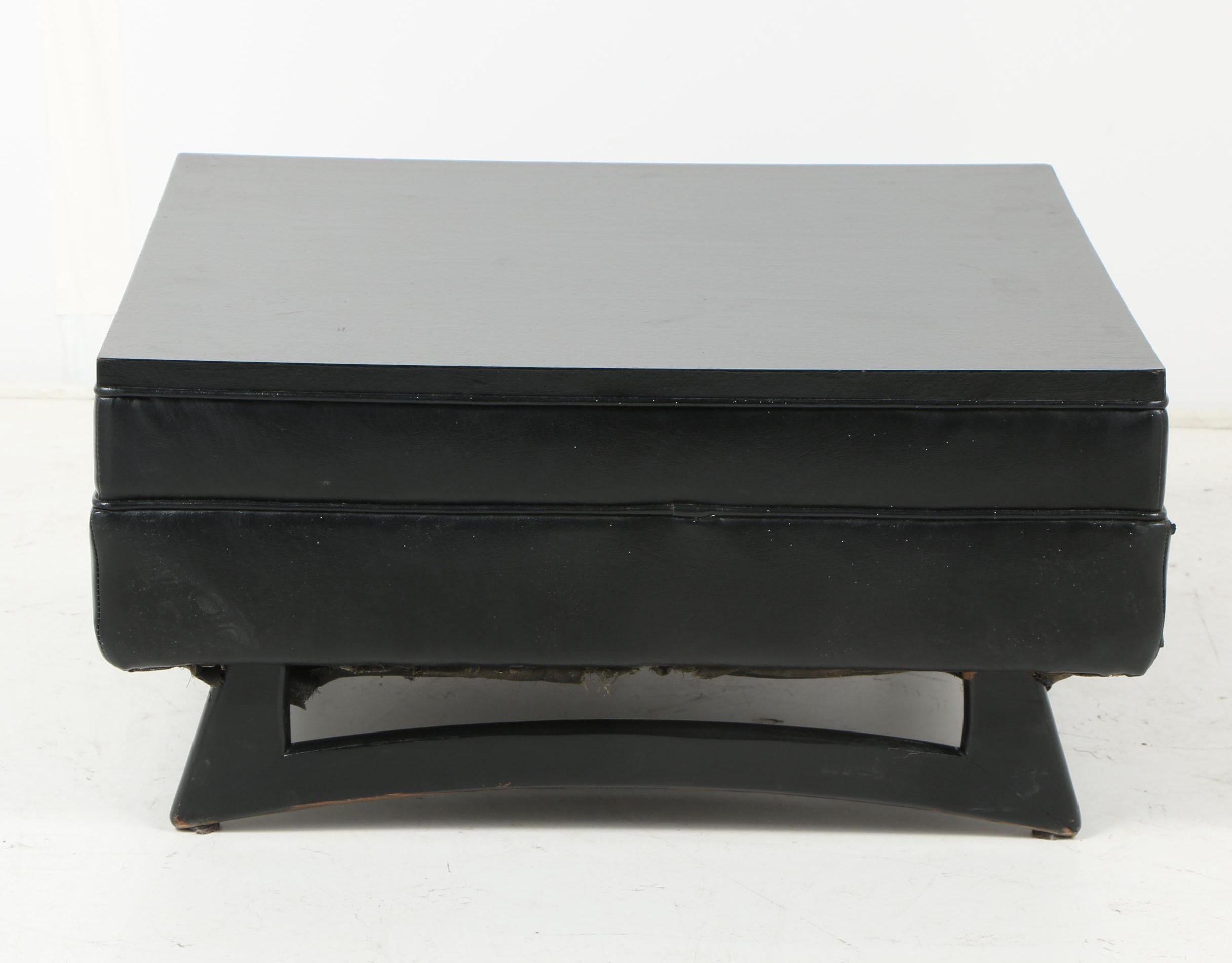 Black Faux Leather Ottoman