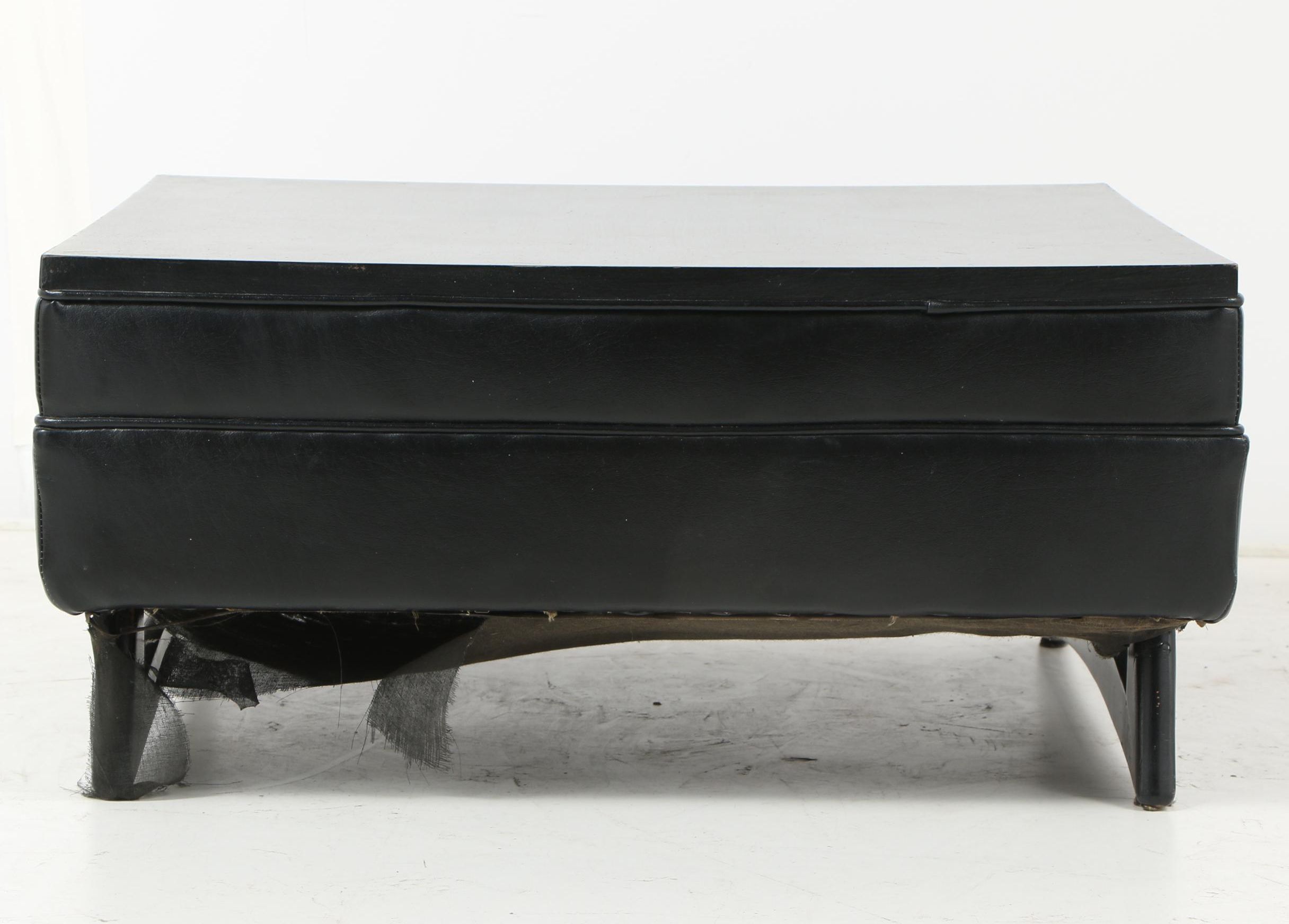 Black Faux Leather Ottoman