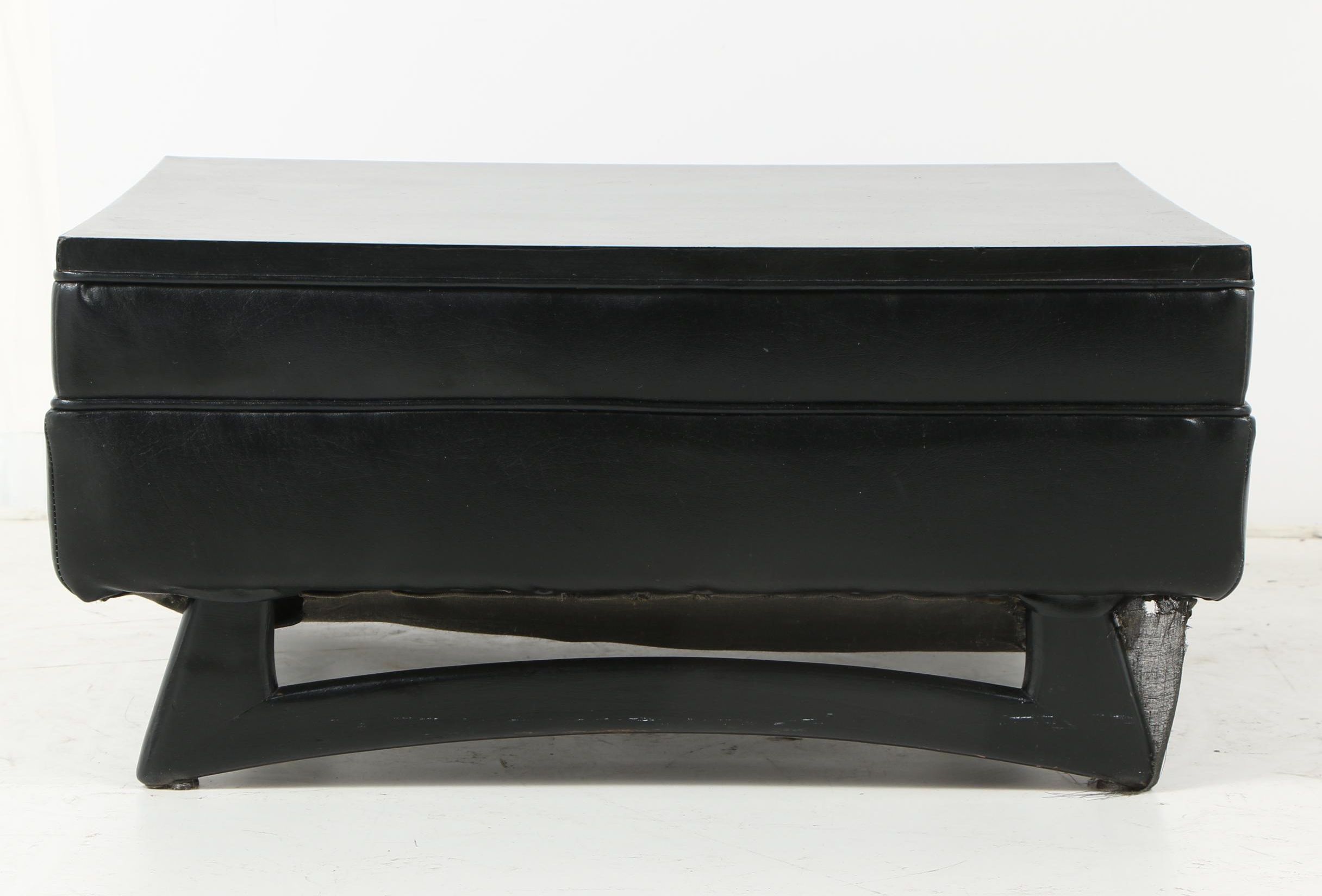 Black Faux Leather Ottoman