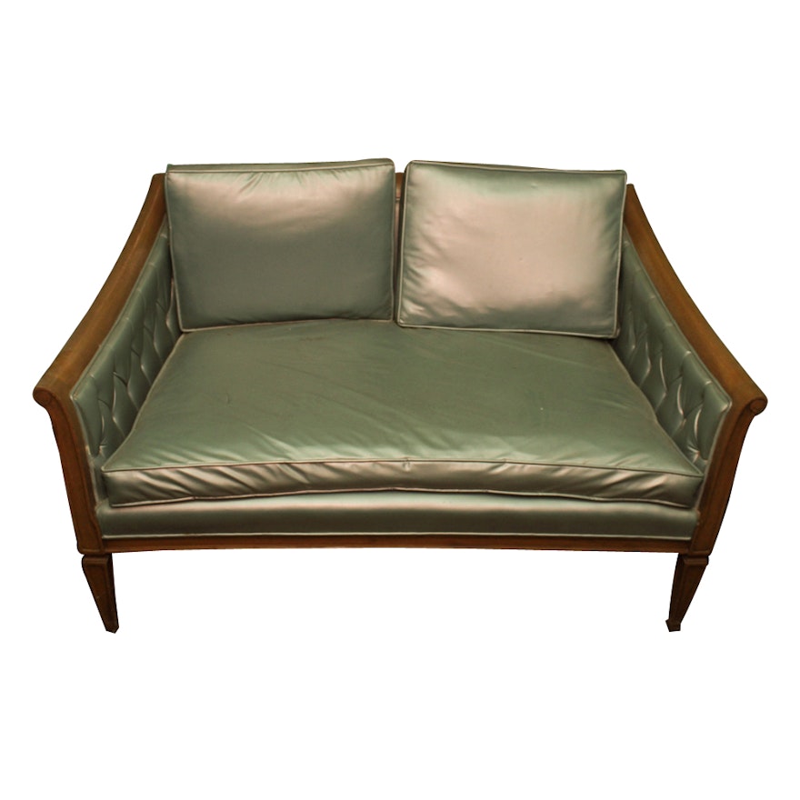 Silver Tone Vinyl Love Seat