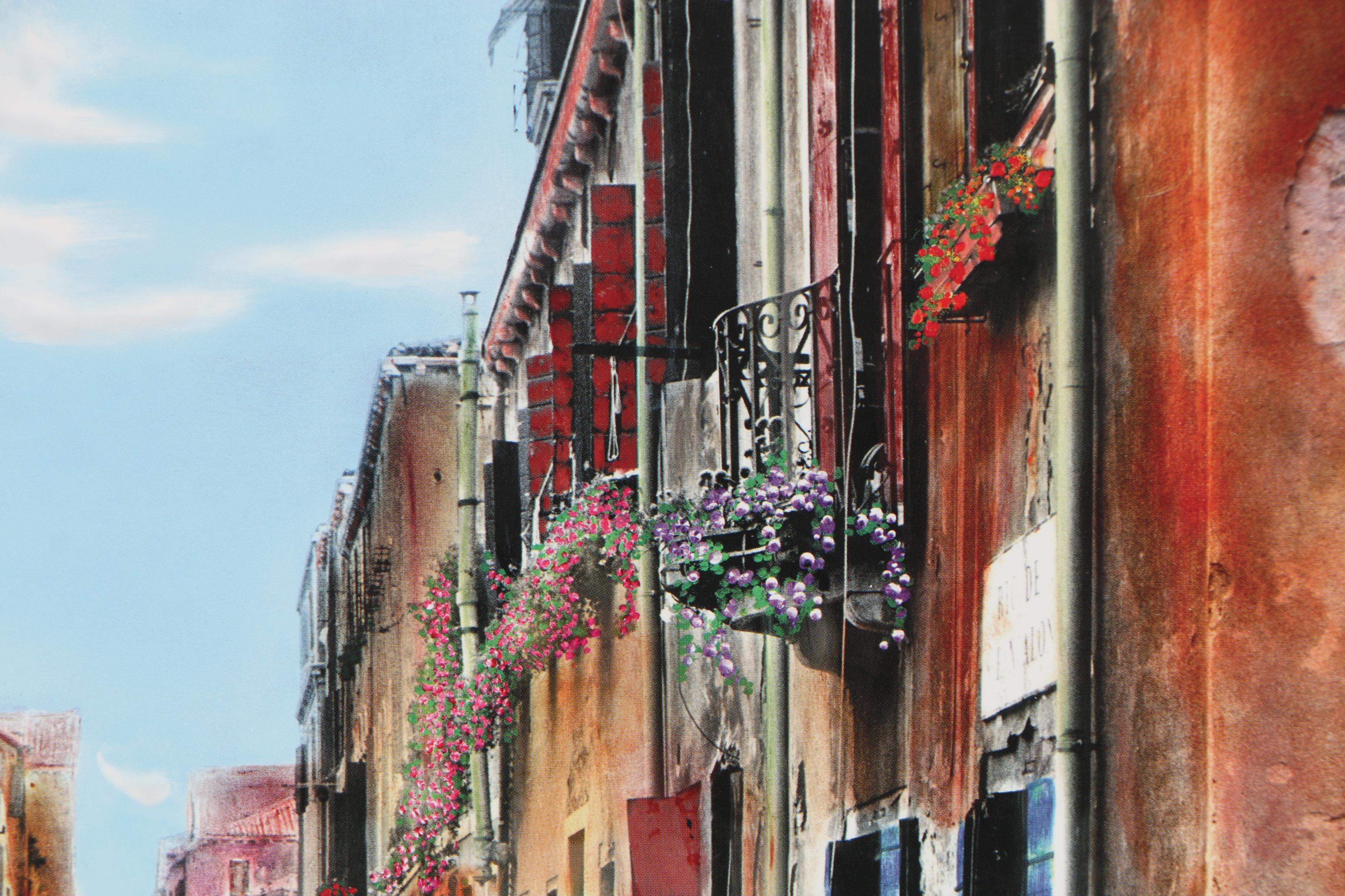 Martin Roberts Offset Lithograph After Photograph "Canal with Roses"